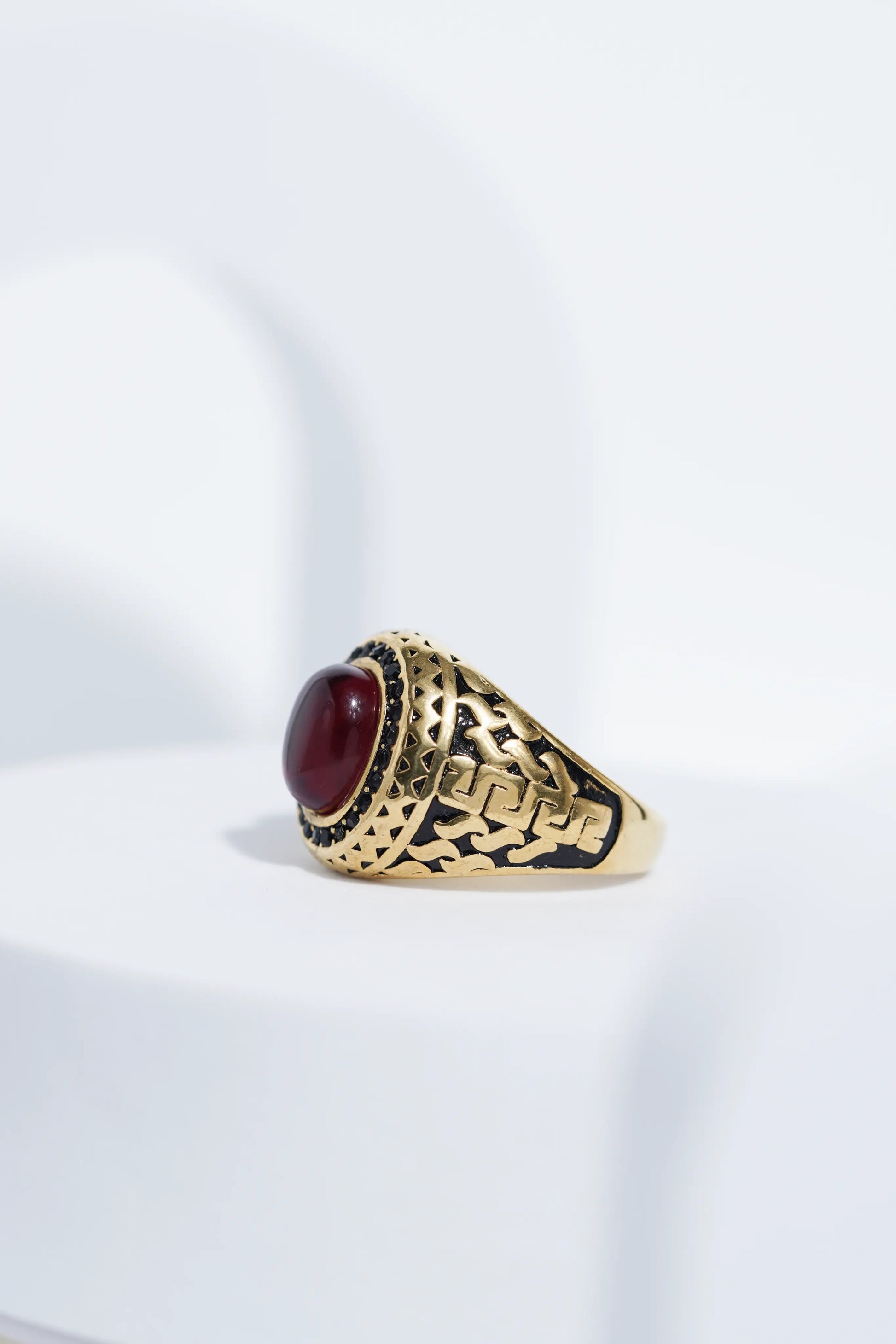 Oval Red Stone Diamond Ring For Men worldjewel.in men's ring
