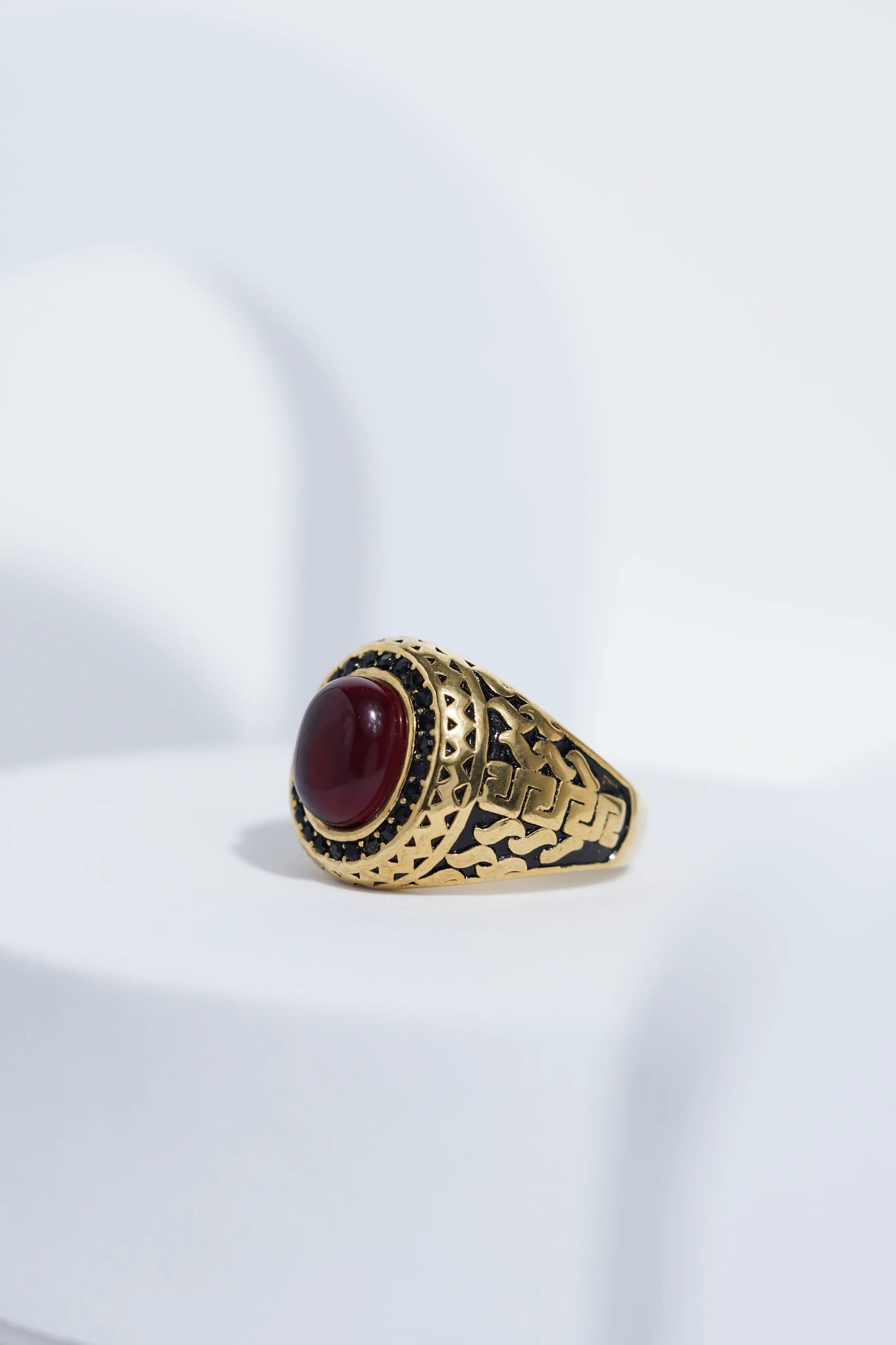 Oval Red Stone Diamond Ring For Men worldjewel.in men's ring