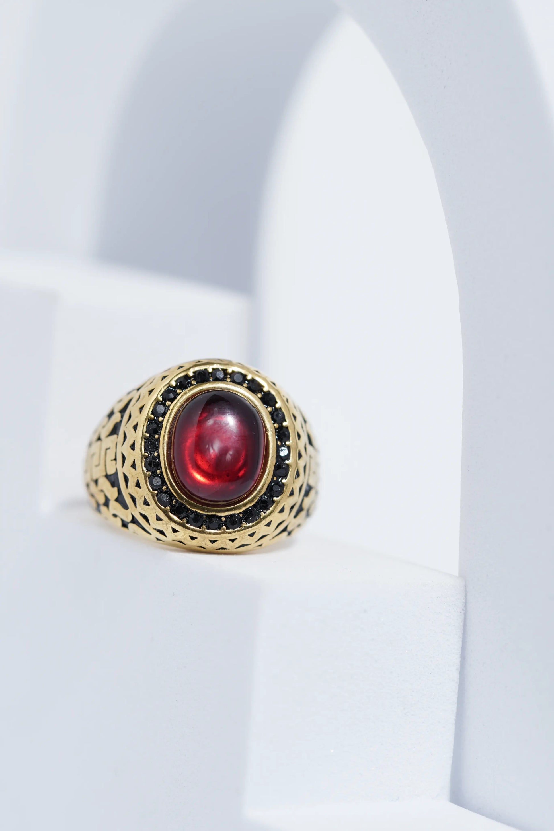 Oval Red Stone Diamond Ring For Men worldjewel.in men's ring