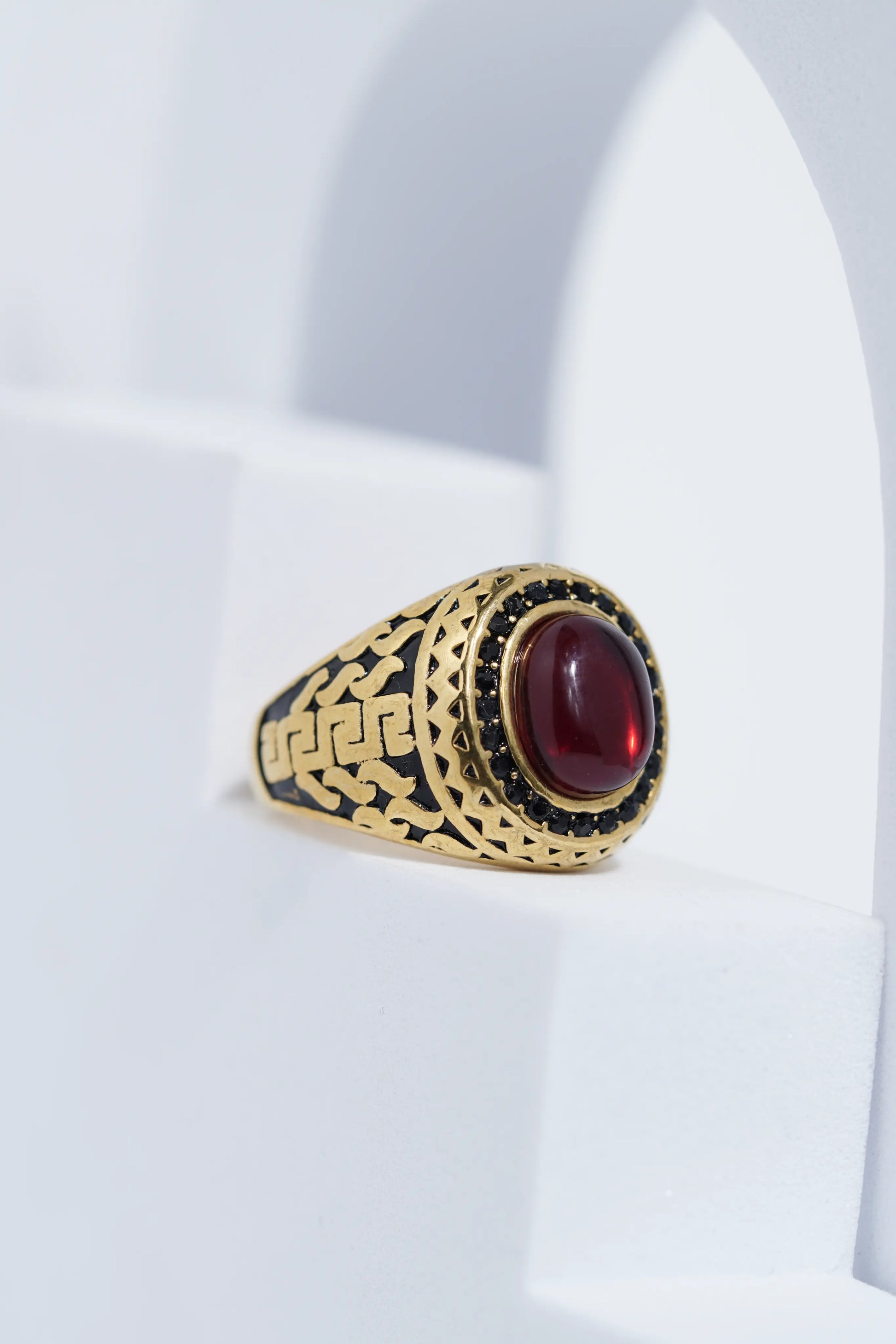 Oval Red Stone Diamond Ring For Men worldjewel.in men's ring