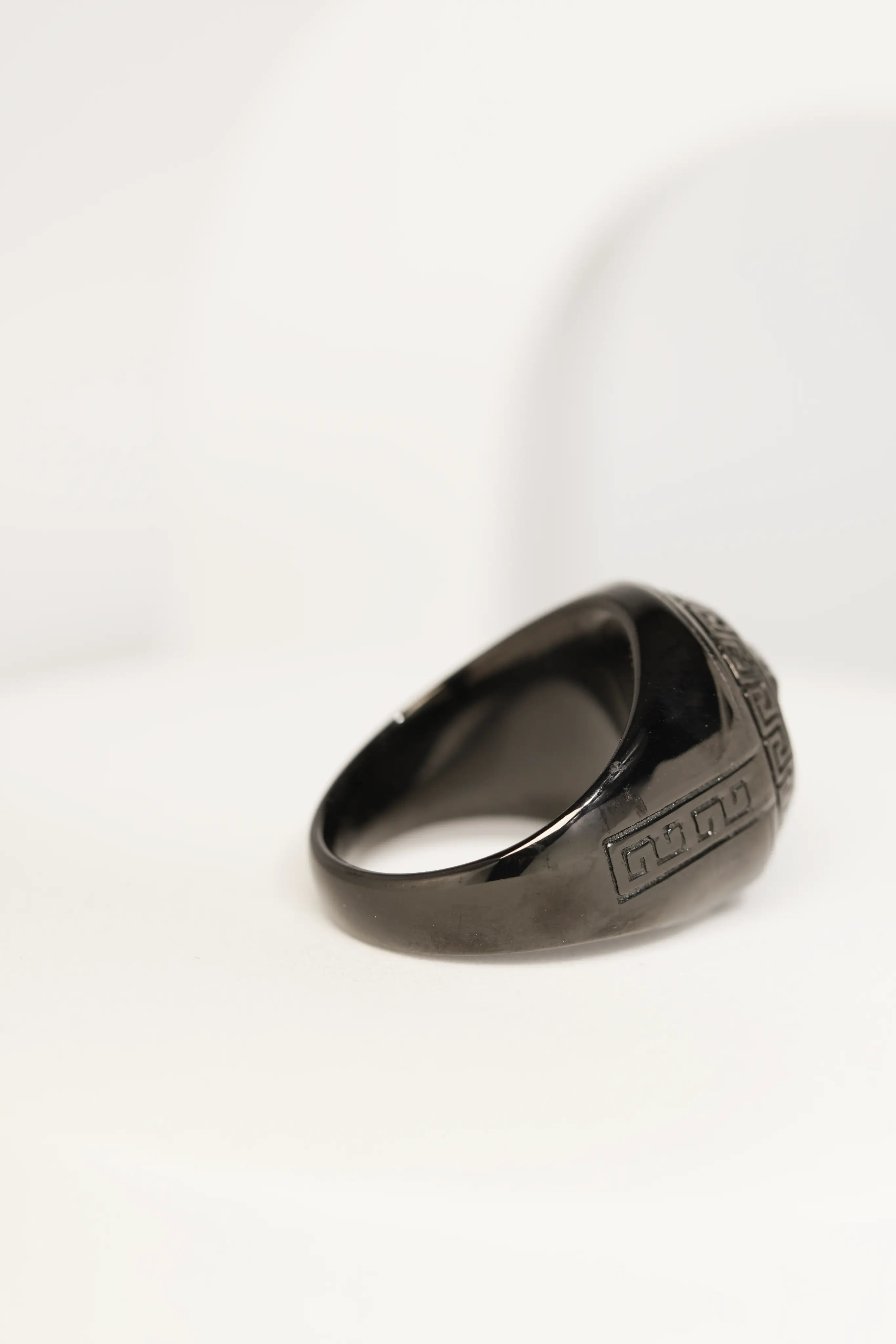 Premium Black Embossed Finger Ring For Men worldjewel.in men's ring