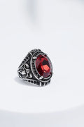 Red Cut Oval Stone In Sliver Color Stainless Steel Ring For Men. worldjewel.in men's ring