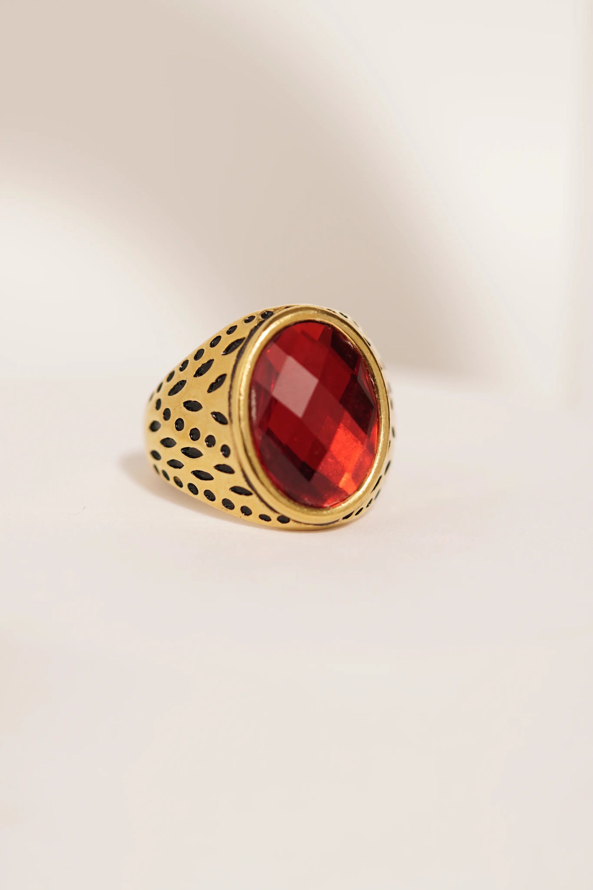 Red Diamond golden Turkish Ring worldjewel.in men's ring