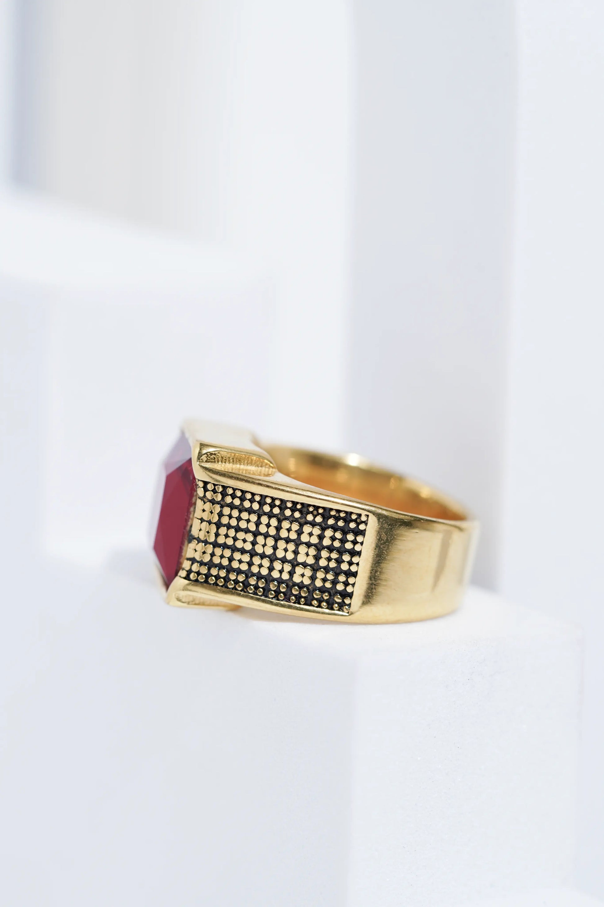 Red Sterling Diamond Ring For Men worldjewel.in men's ring