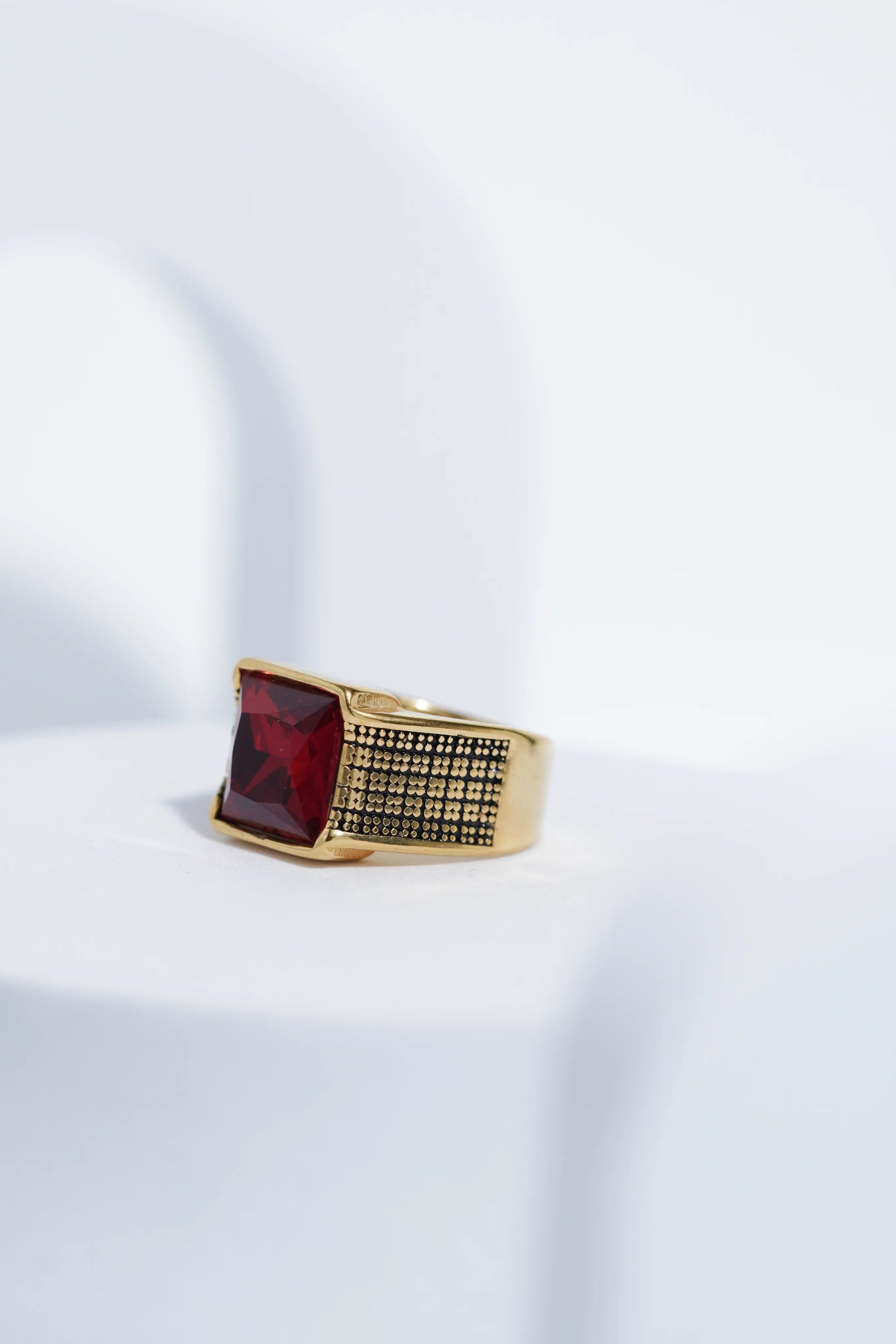 Red Sterling Diamond Ring For Men worldjewel.in men's ring