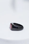 Red Stone Black Stainless Steel Ring For Men. worldjewel.in men's ring