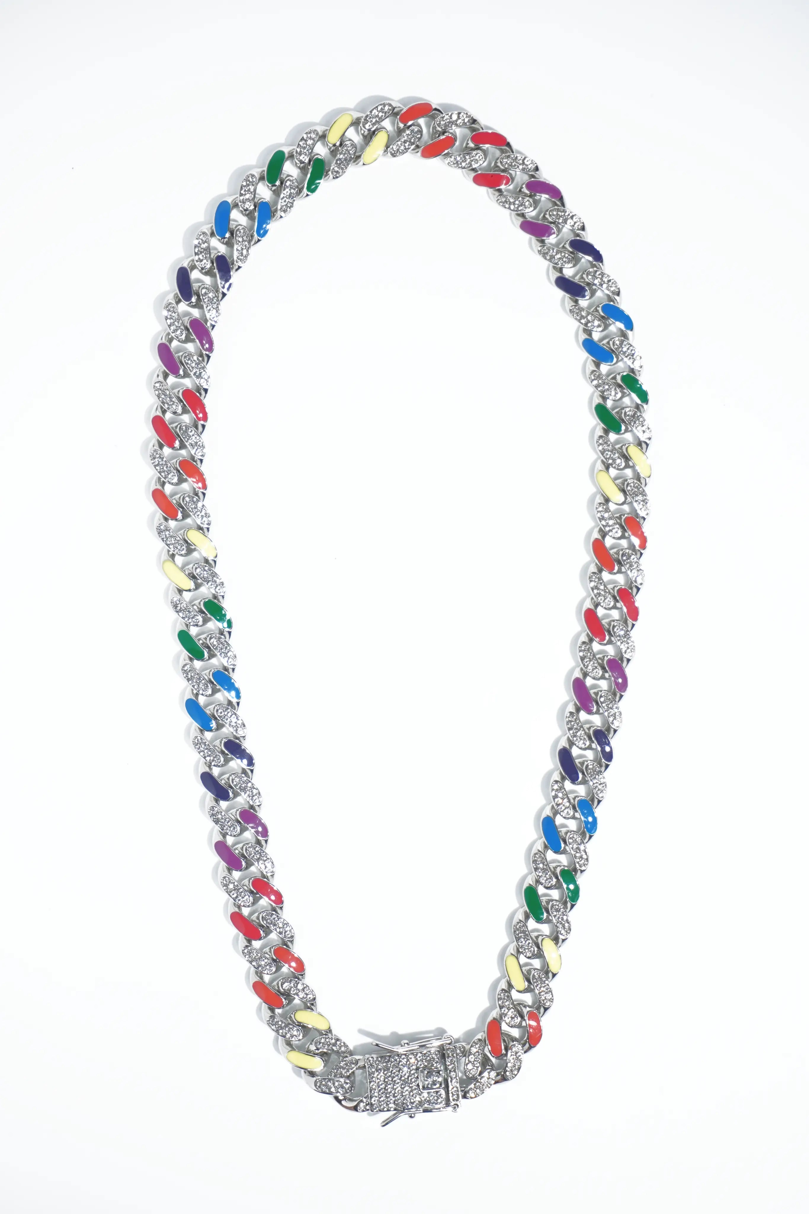 Round Multi-colour Diamond | Ice-chain | Unisex | Hiphop style. - worldjewel.in