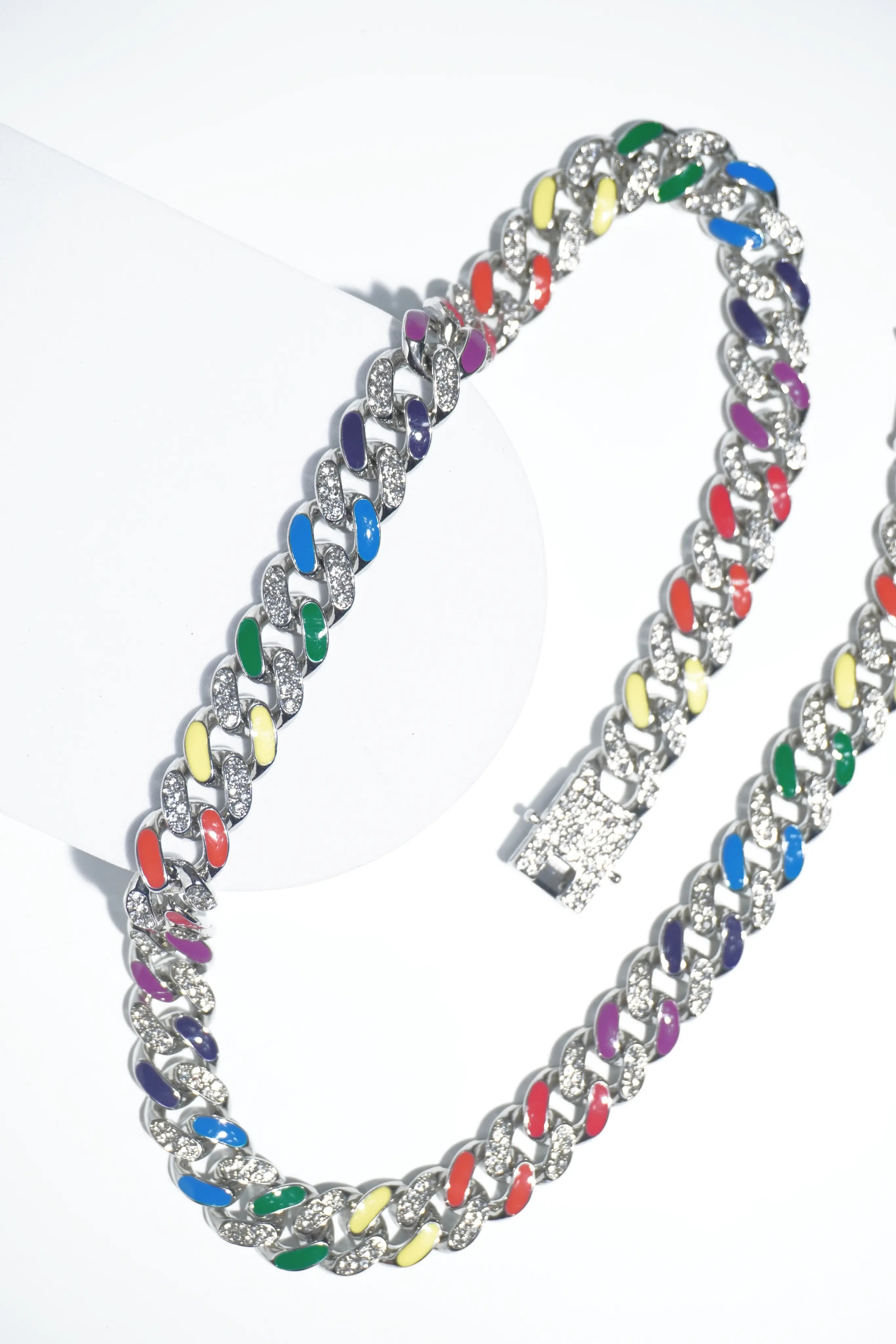 Round Multi-colour Diamond | Ice-chain | Unisex | Hiphop style. - worldjewel.in
