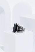 Silver Oxidized With Black StoneStainless Steel Ring For Men. worldjewel.in men's ring