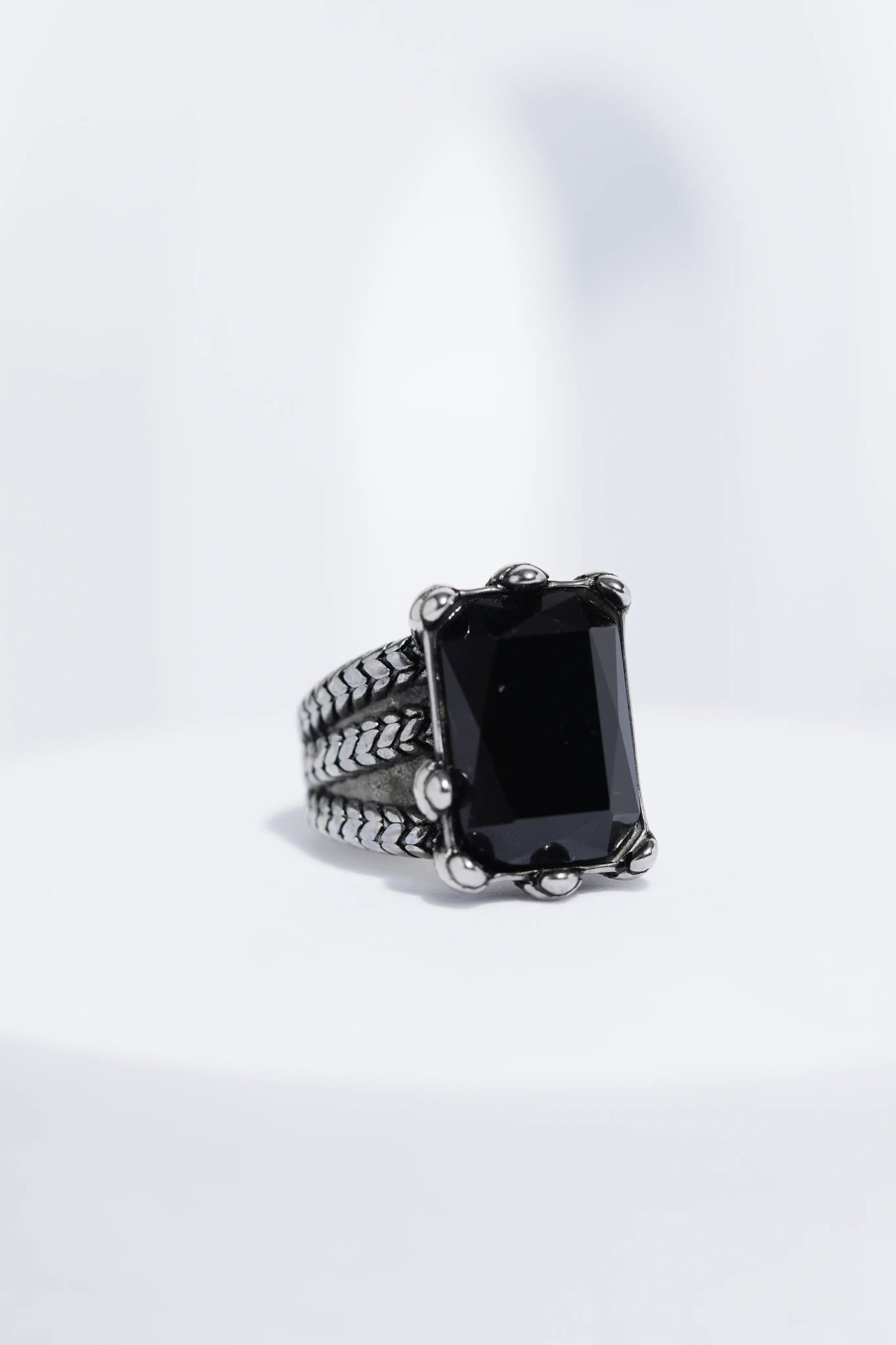 Silver Oxidized With Black StoneStainless Steel Ring For Men. worldjewel.in men's ring