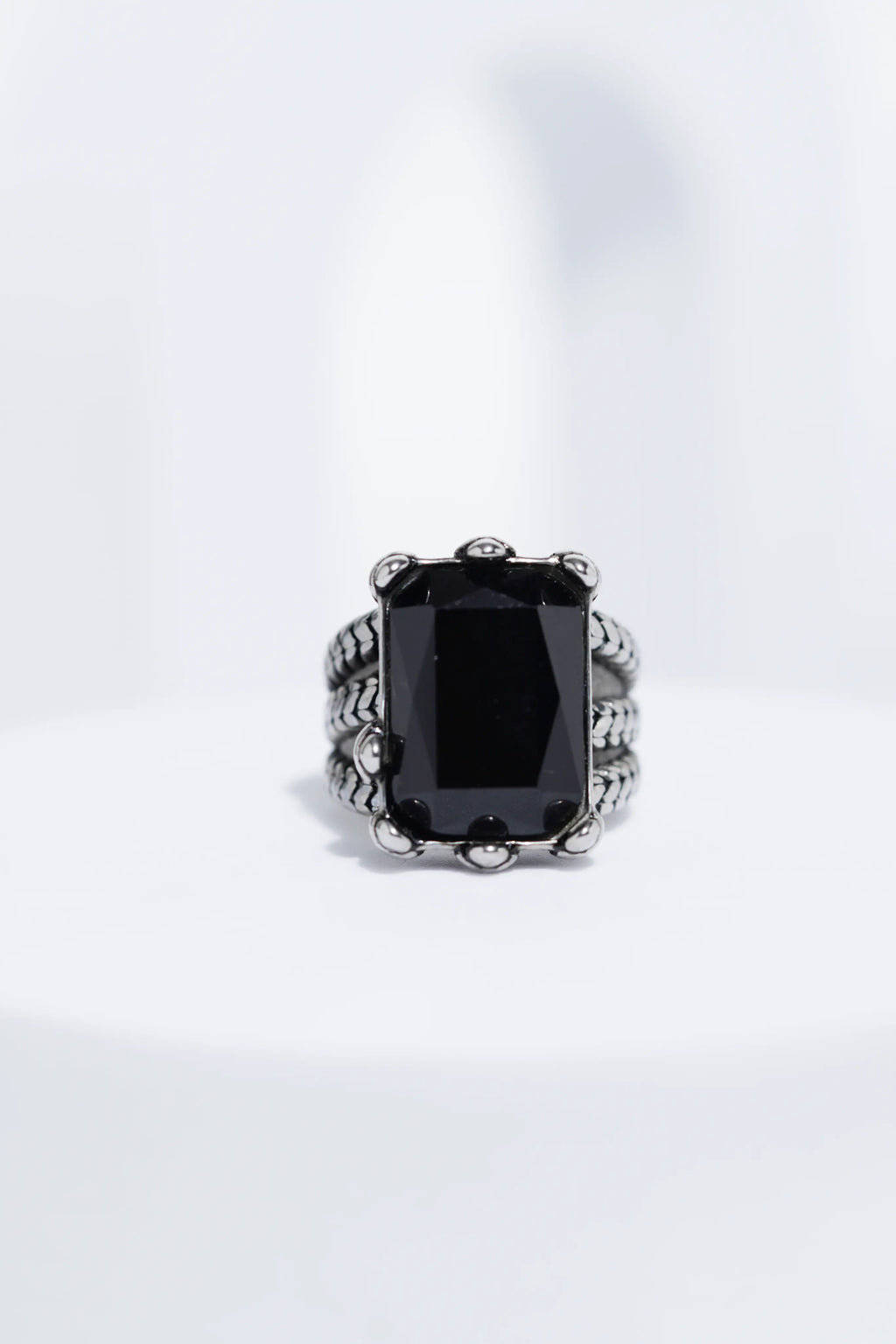 Silver Oxidized With Black StoneStainless Steel Ring For Men. worldjewel.in men's ring