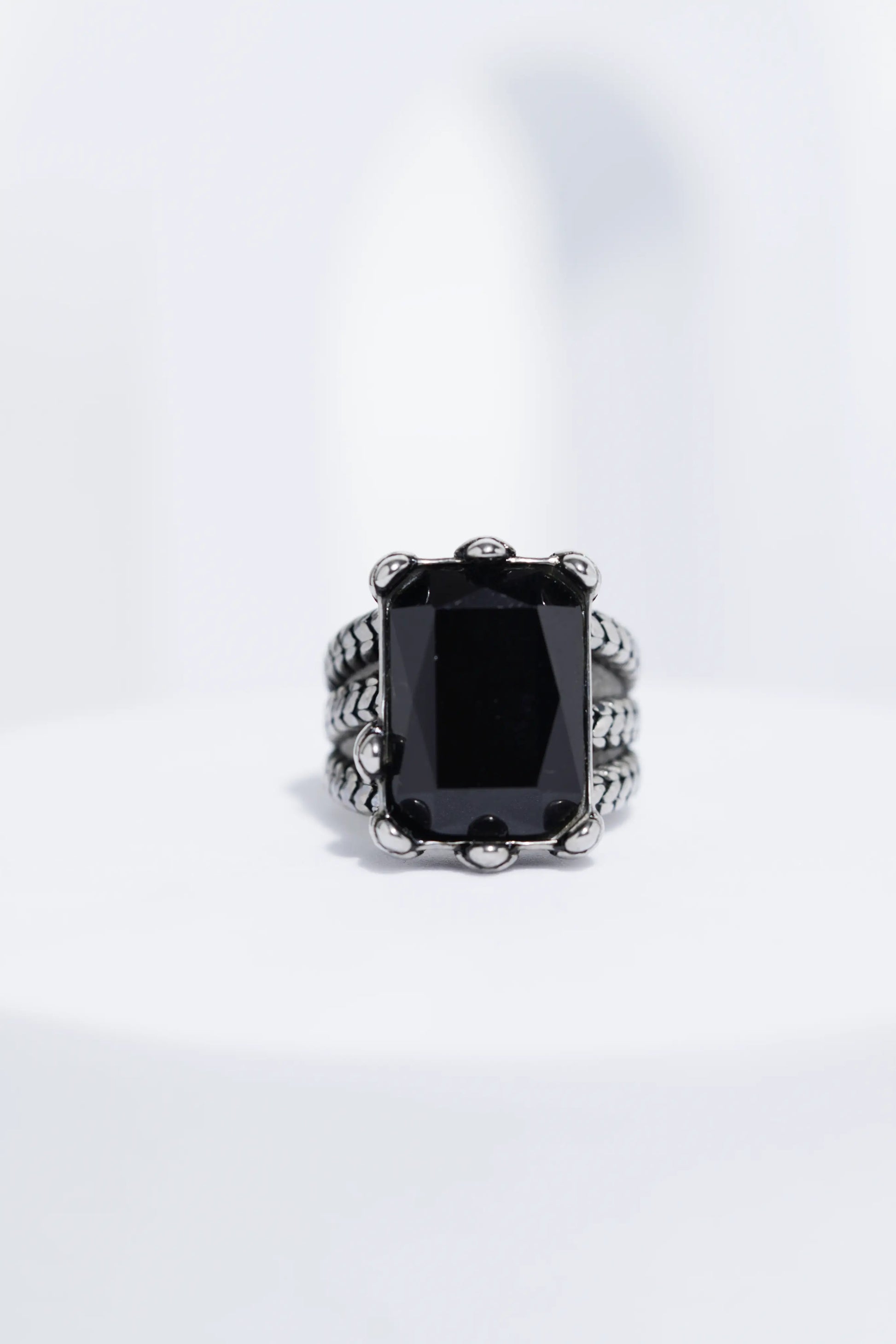 Silver Oxidized With Black StoneStainless Steel Ring For Men. worldjewel.in men's ring