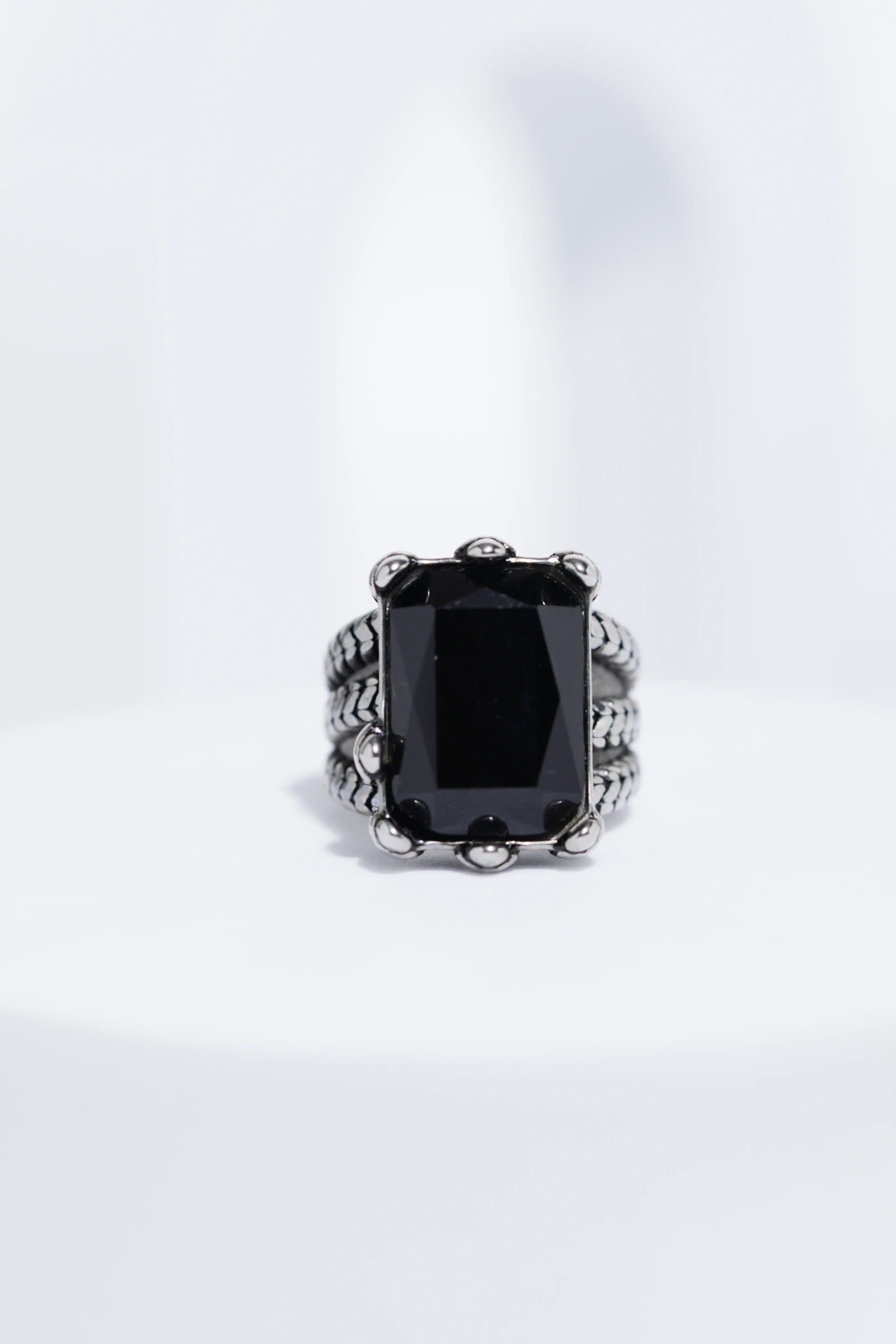 Silver Oxidized With Black StoneStainless Steel Ring For Men. worldjewel.in men's ring