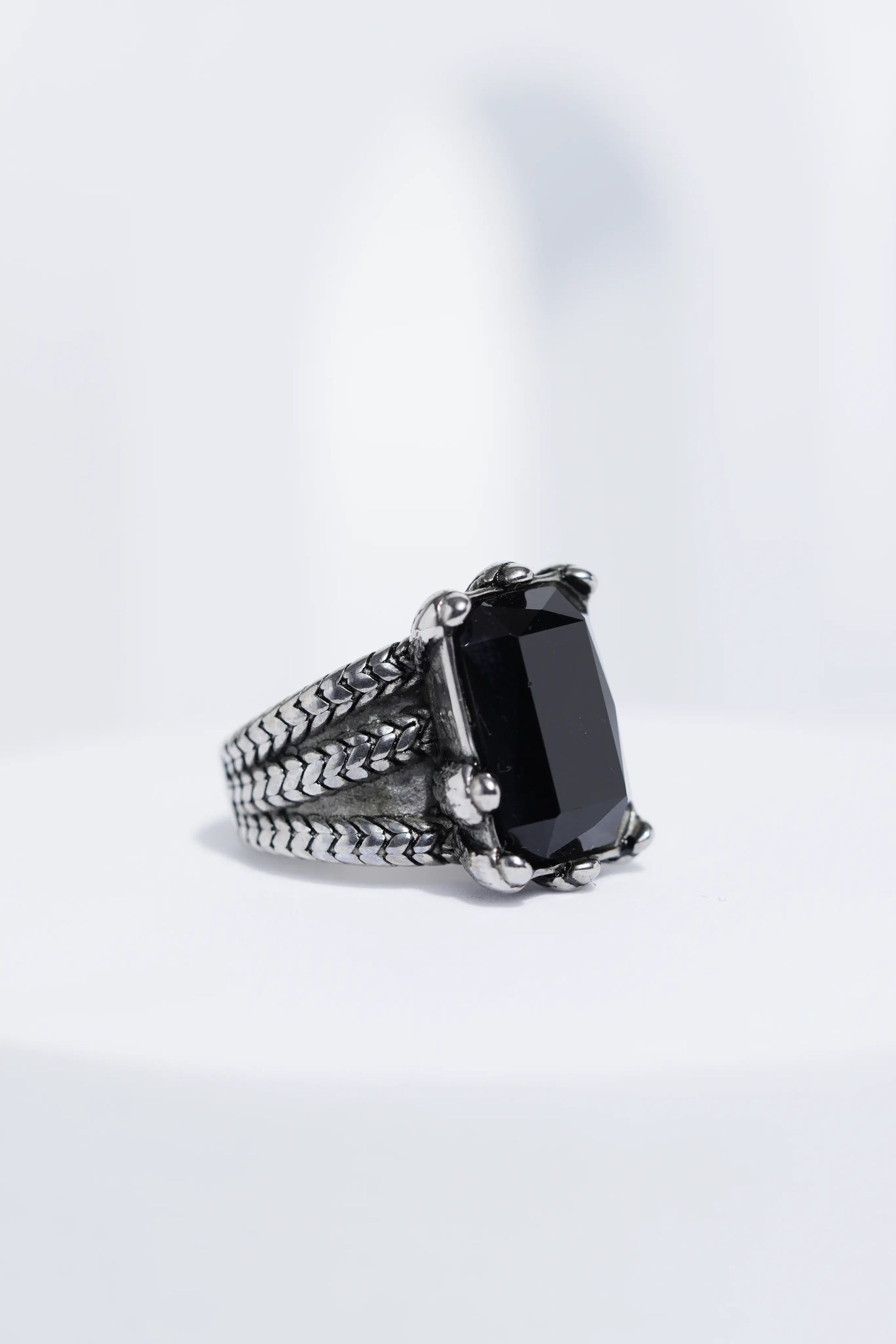 Silver Oxidized With Black StoneStainless Steel Ring For Men. worldjewel.in men's ring