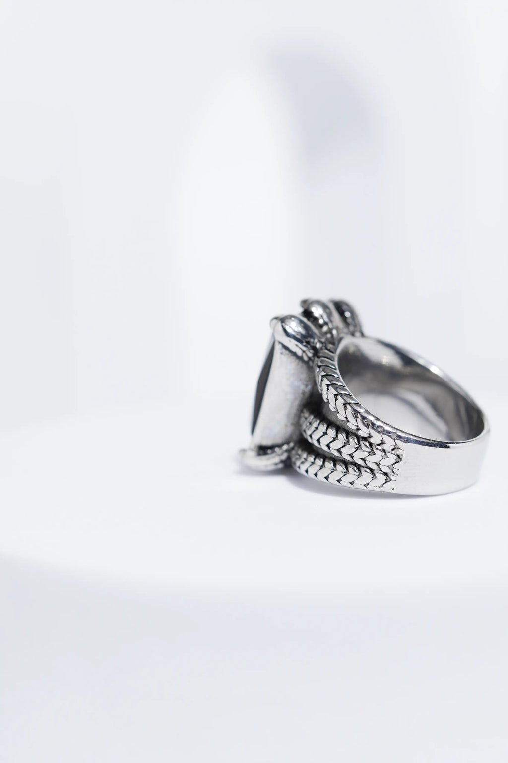Silver Oxidized With Black StoneStainless Steel Ring For Men. worldjewel.in men's ring