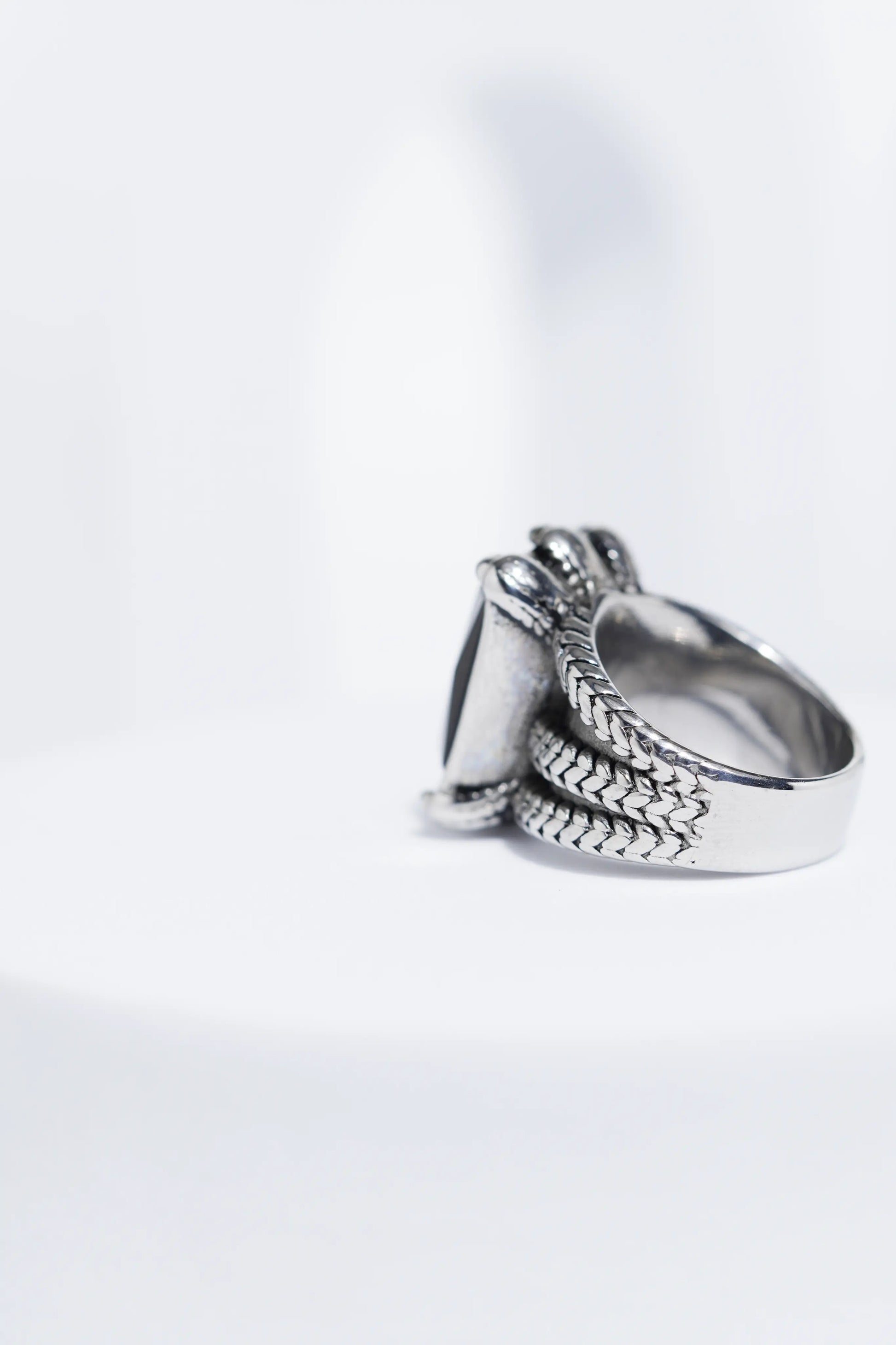 Silver Oxidized With Black StoneStainless Steel Ring For Men. worldjewel.in men's ring
