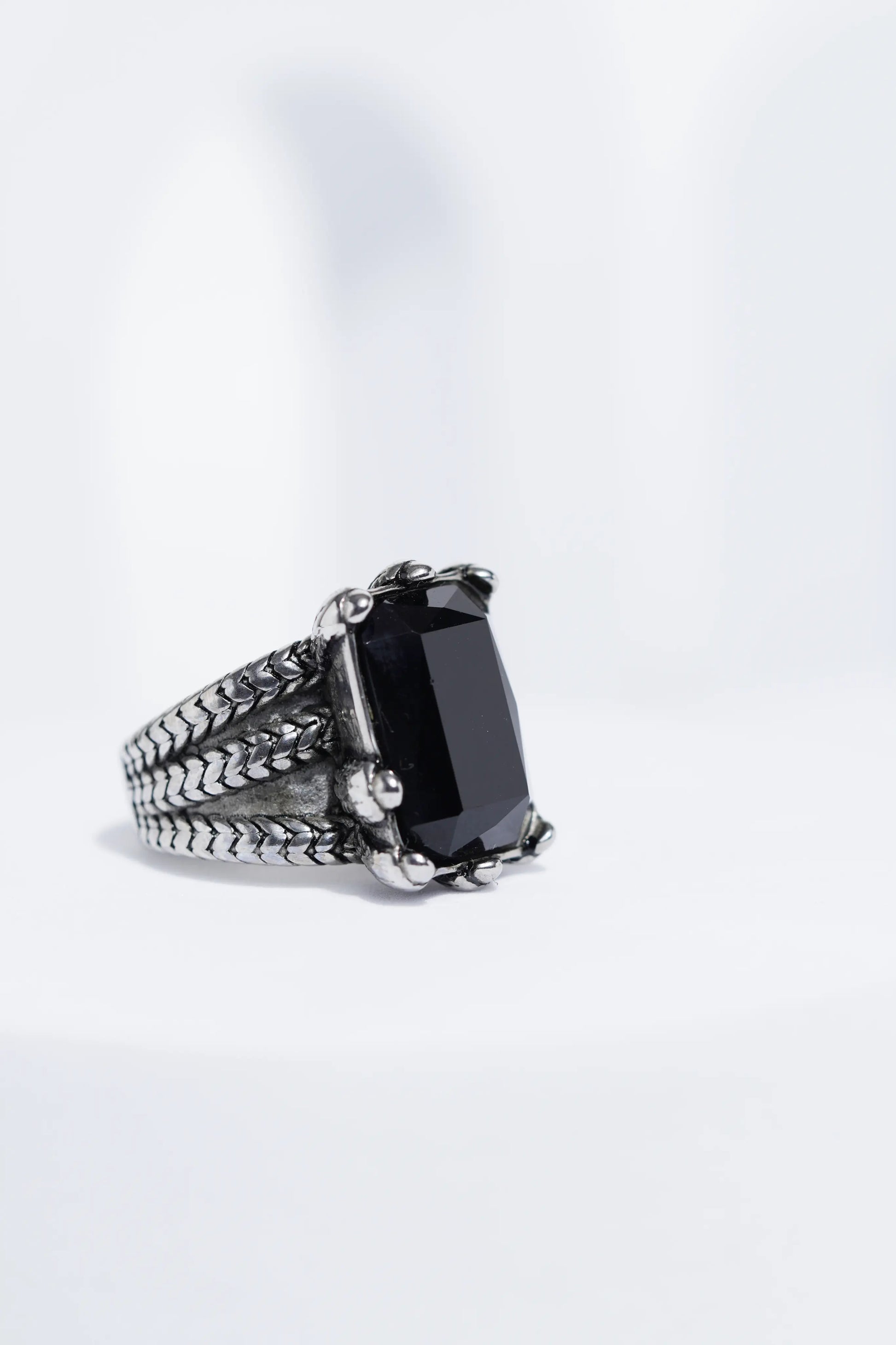 Silver Oxidized With Black StoneStainless Steel Ring For Men. worldjewel.in men's ring
