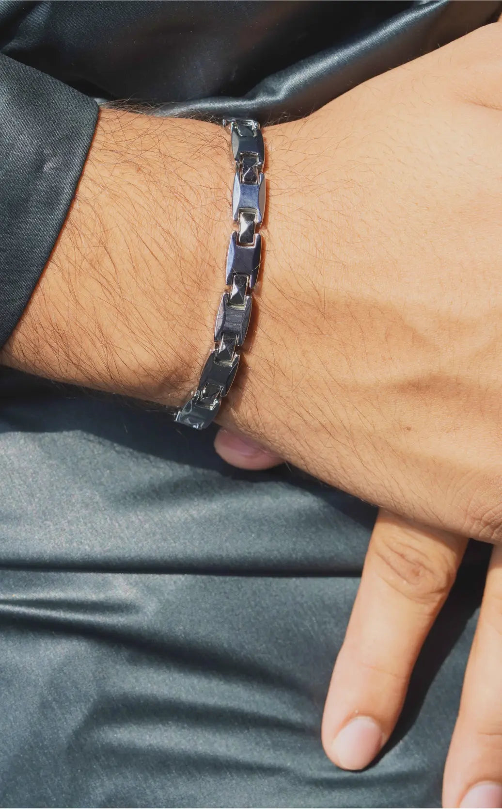 Silver full - Ceramic bracelet for men. worldjewel.in men's bracelets