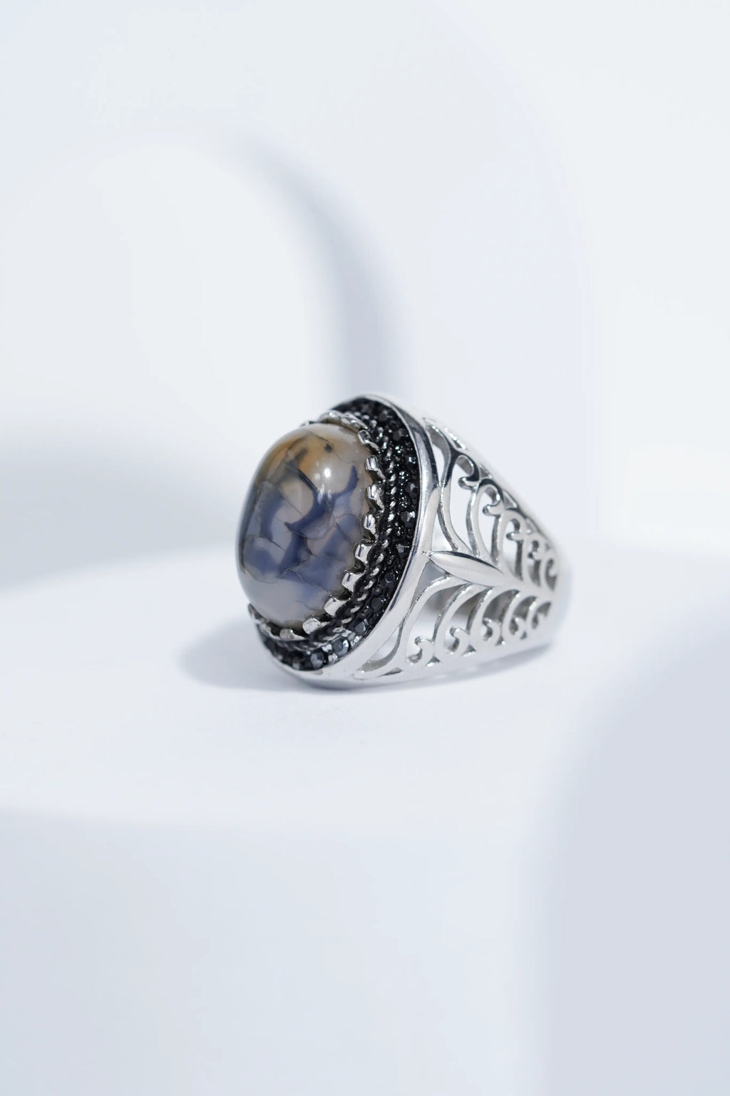 Sliver Oval Shape Stone Ring for Men worldjewel.in men's ring