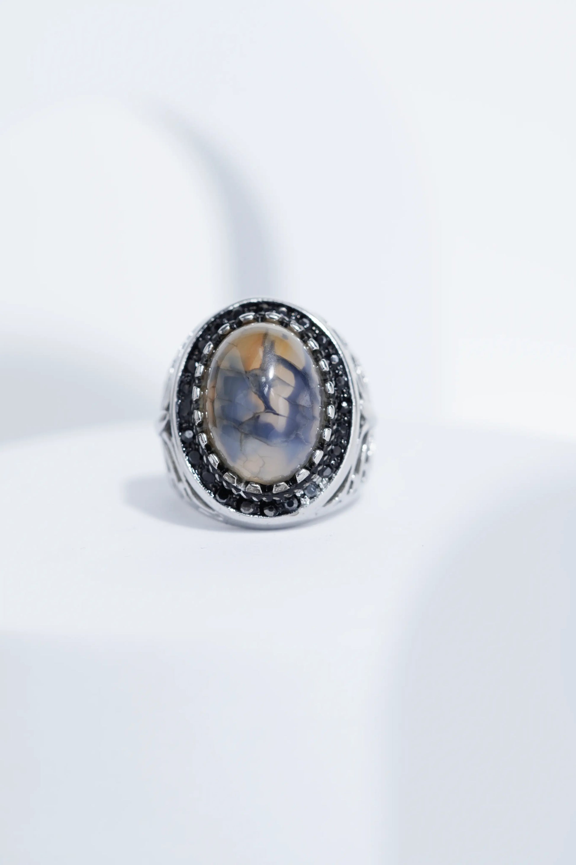 Sliver Oval Shape Stone Ring for Men worldjewel.in men's ring