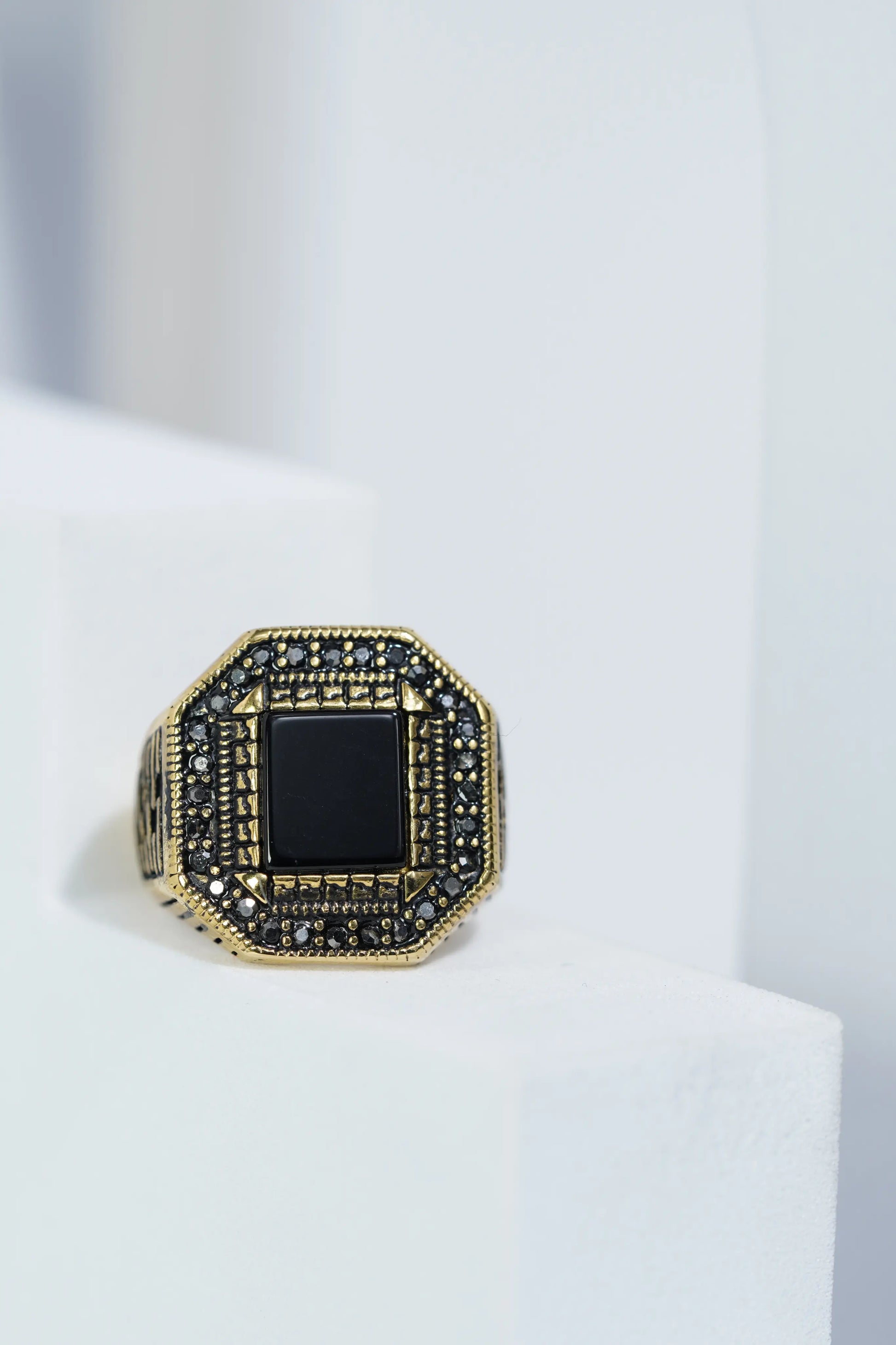 Square Black Diamond Turkish Ring For Men worldjewel.in men's ring