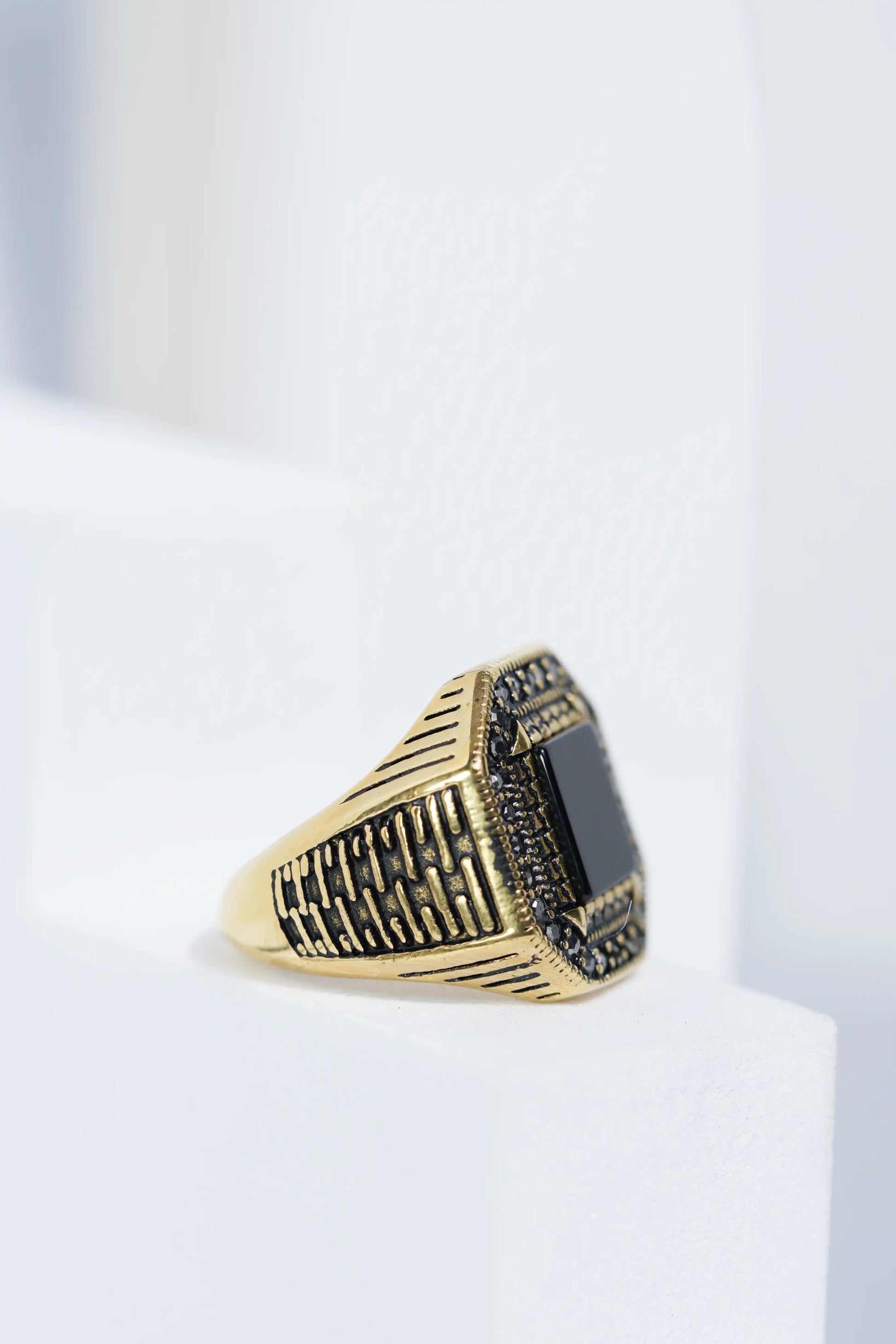 Square Black Diamond Turkish Ring For Men worldjewel.in men's ring