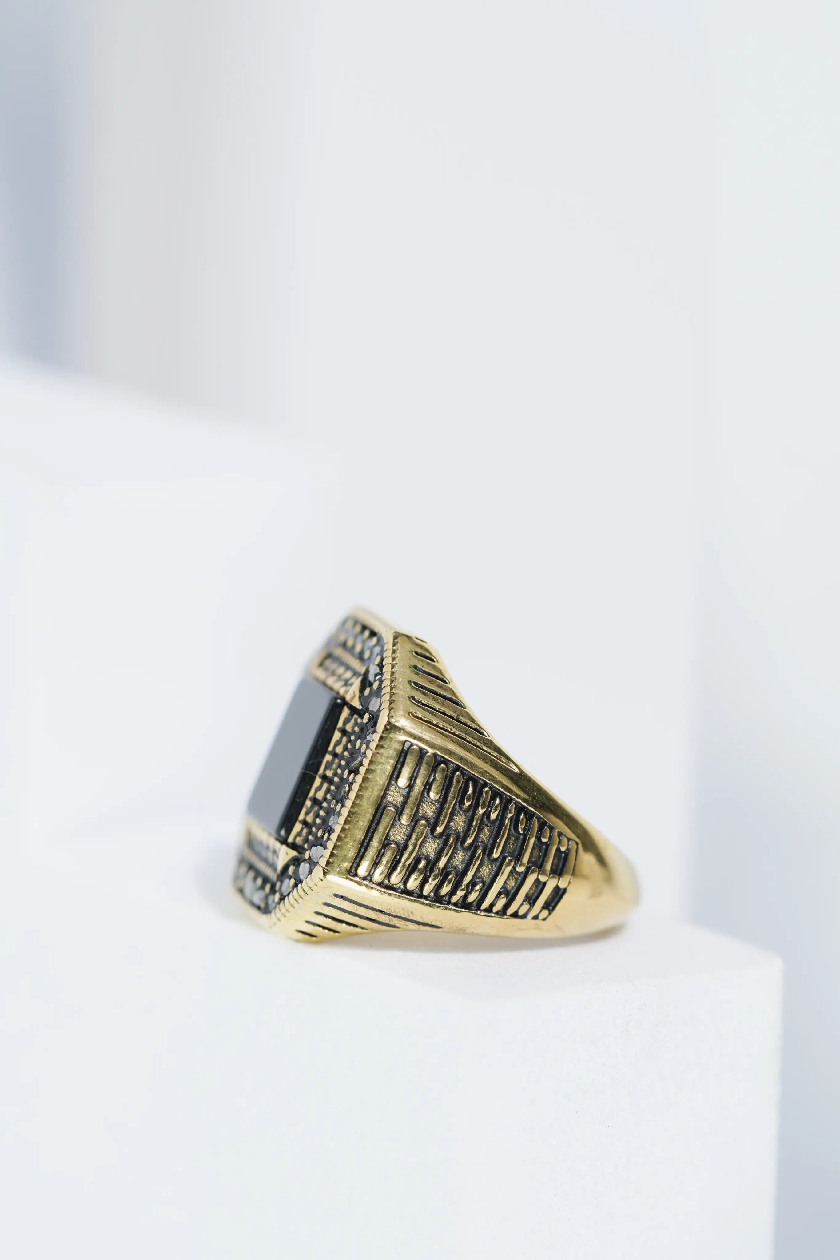 Square Black Diamond Turkish Ring For Men worldjewel.in men's ring