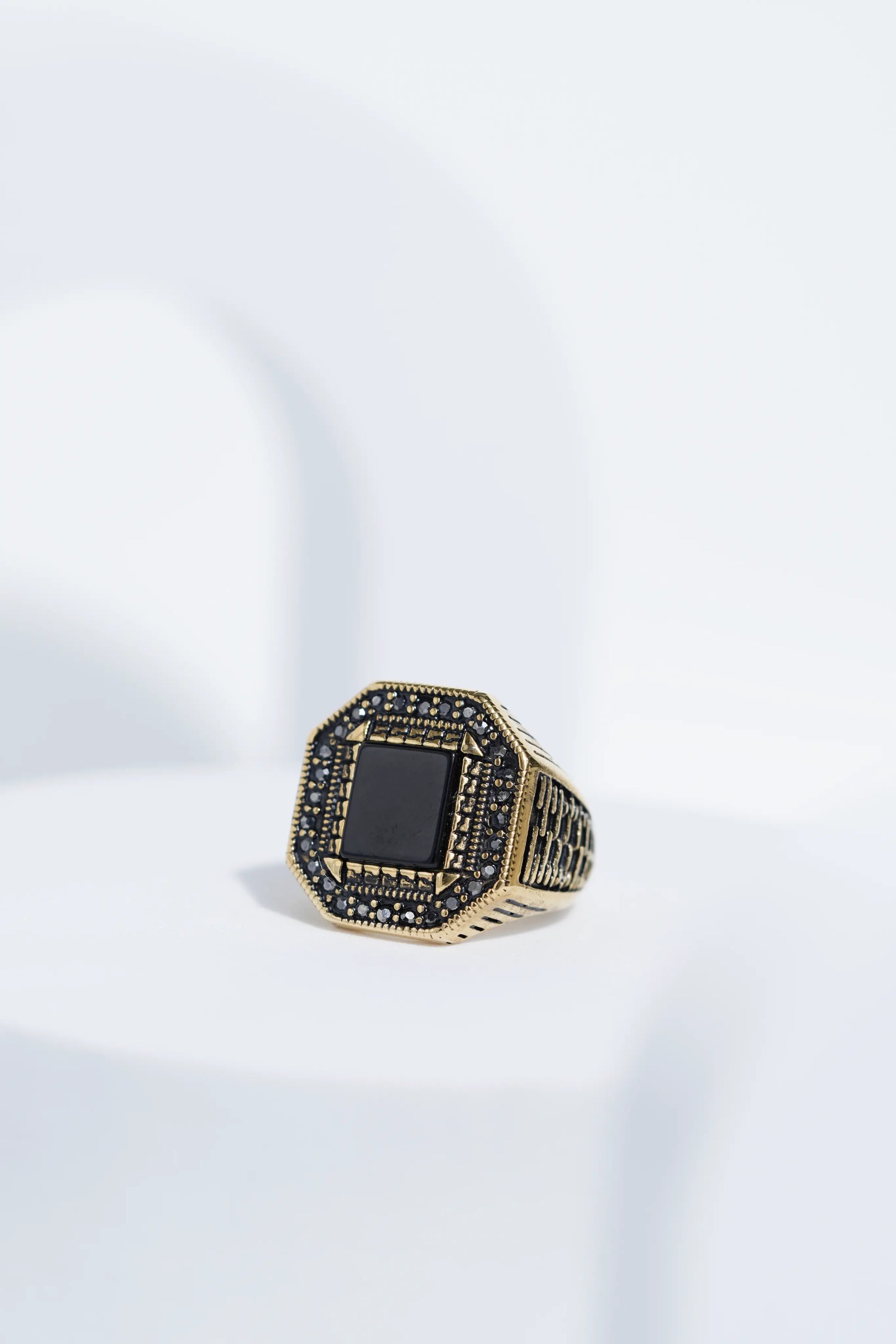 Square Black Diamond Turkish Ring For Men worldjewel.in men's ring