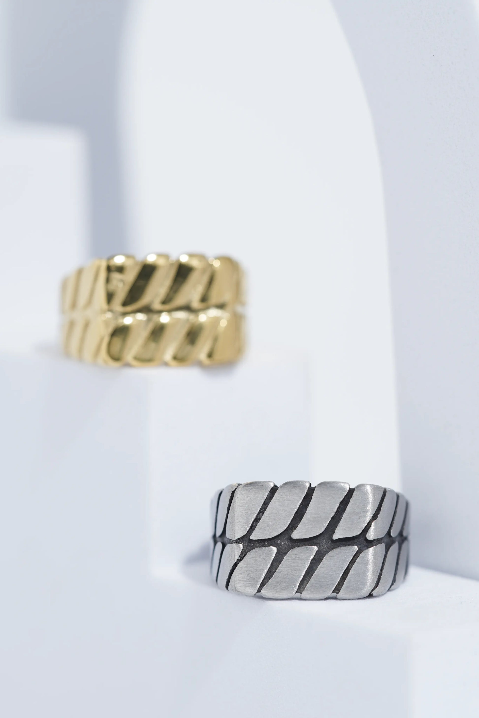 Twisted Pattern Silver & Golden Shiney Ring For Men worldjewel.in men's ring