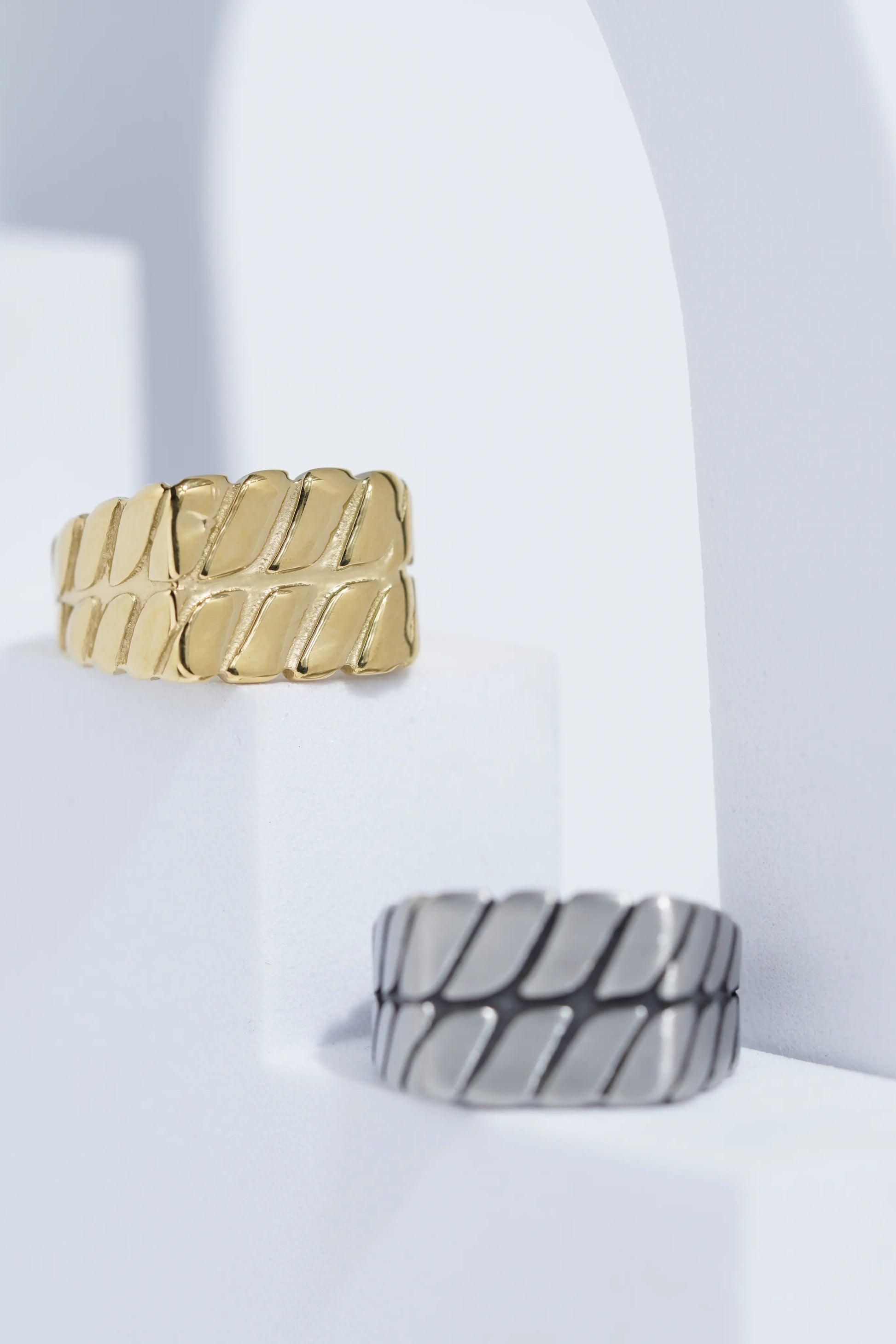 Twisted Pattern Silver & Golden Shiney Ring For Men worldjewel.in men's ring