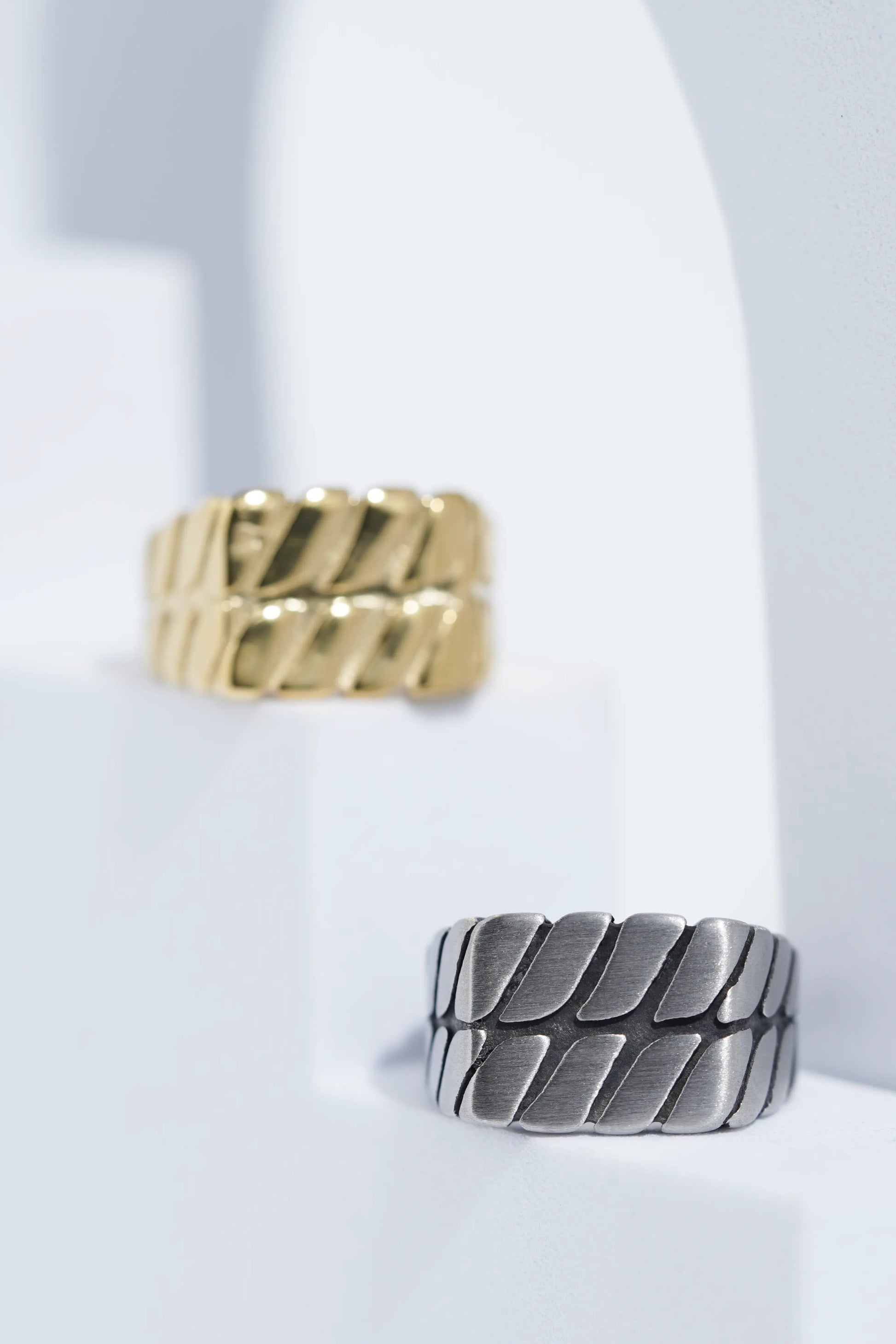 Twisted Pattern Silver & Golden Shiney Ring For Men worldjewel.in men's ring