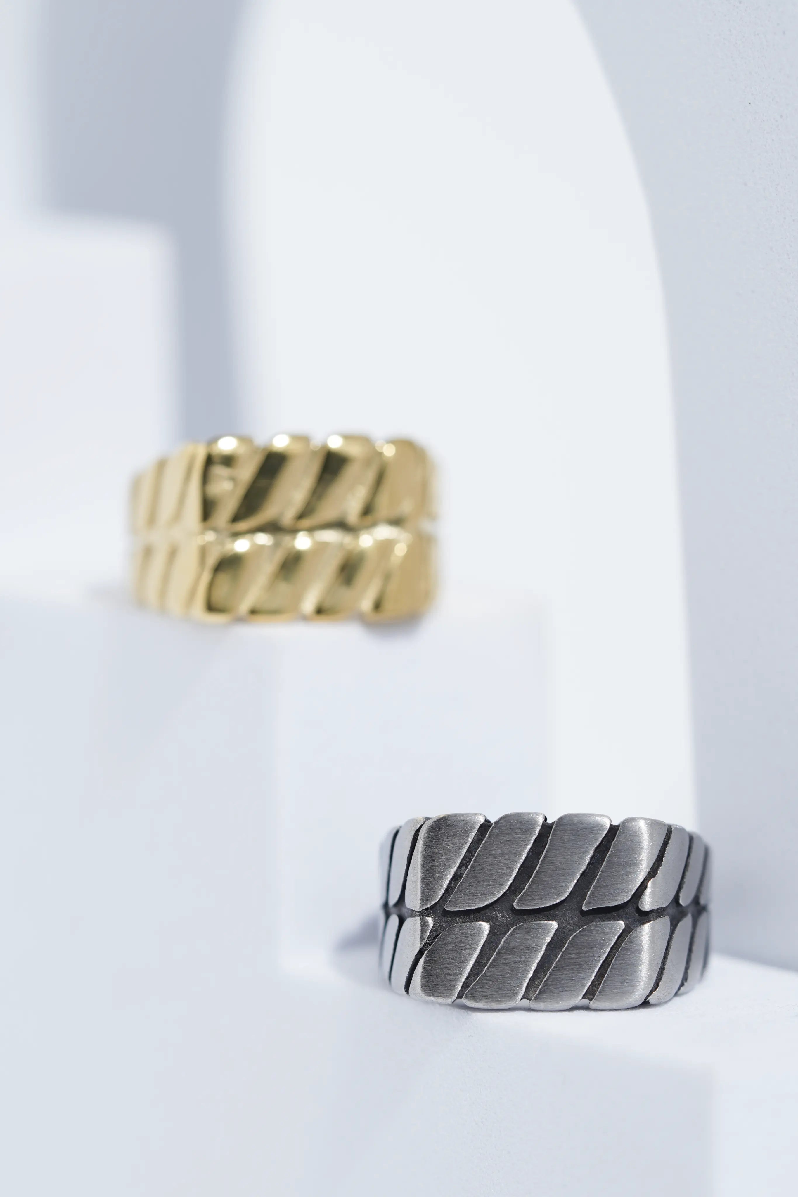 Twisted Pattern Silver & Golden Shiney Ring For Men worldjewel.in men's ring