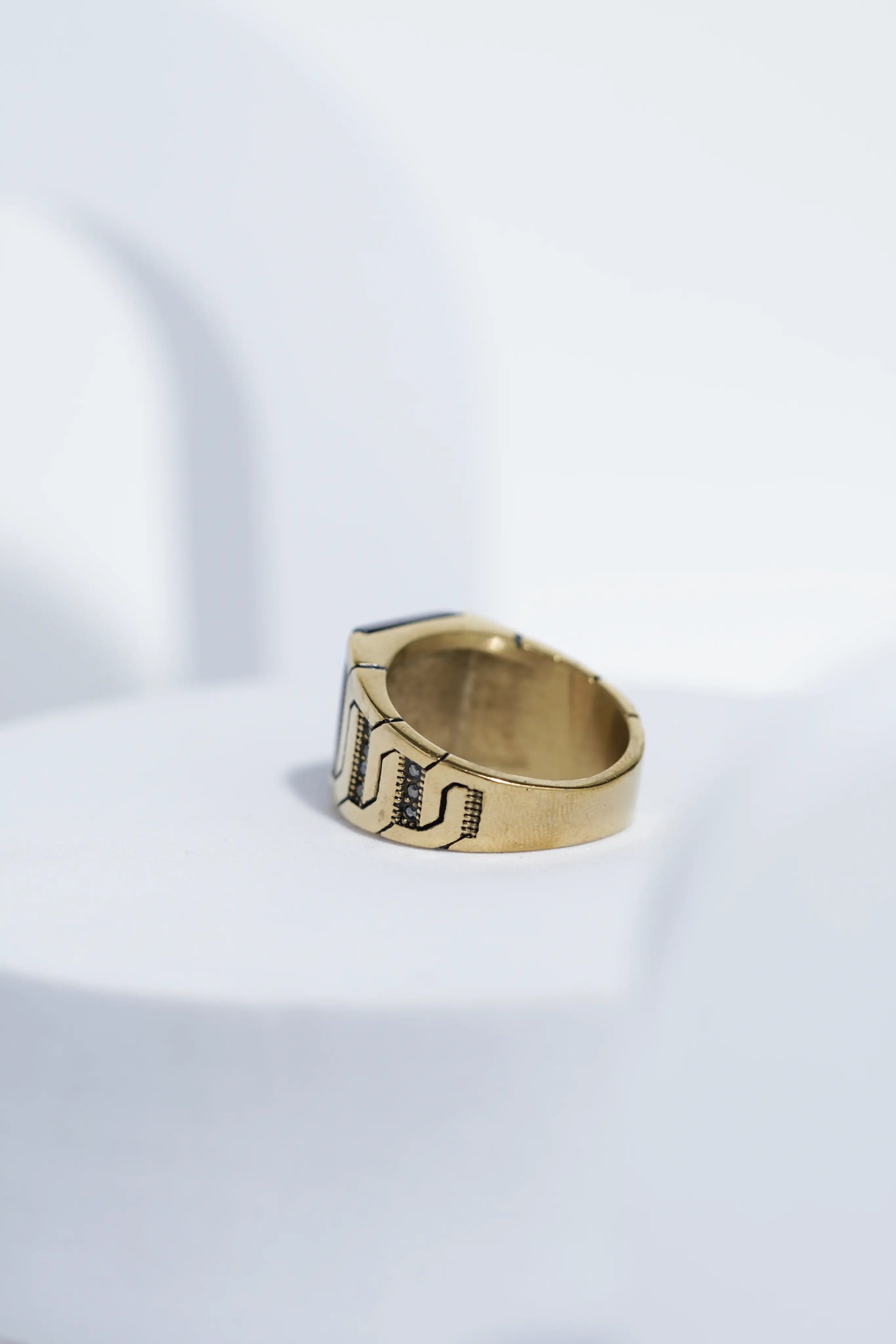 Two-Tone Golden & Black With Stone Ring For Men worldjewel.in men's ring