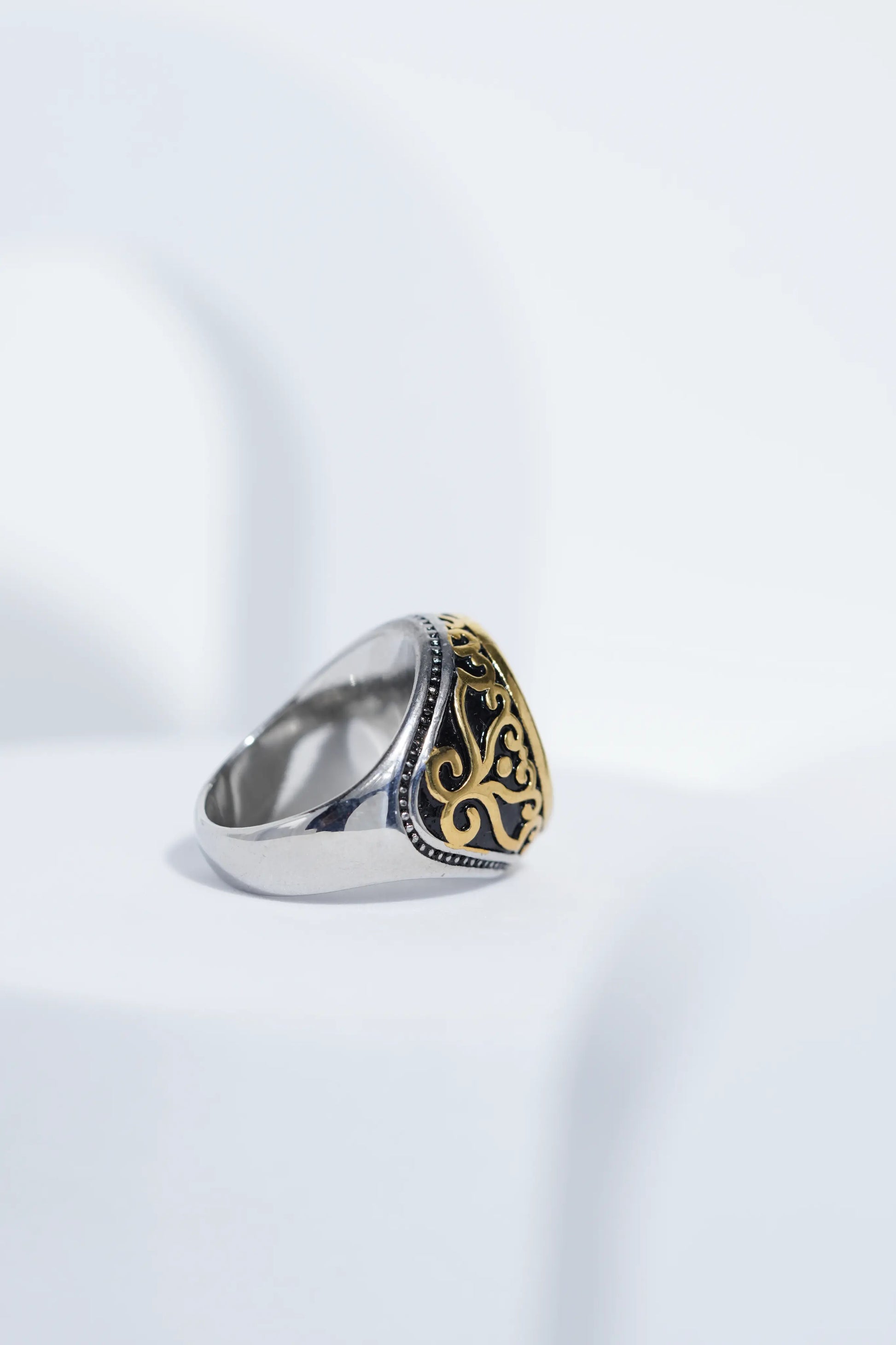 Two-Tone Oval Blue Stone Ring For Men worldjewel.in men's ring