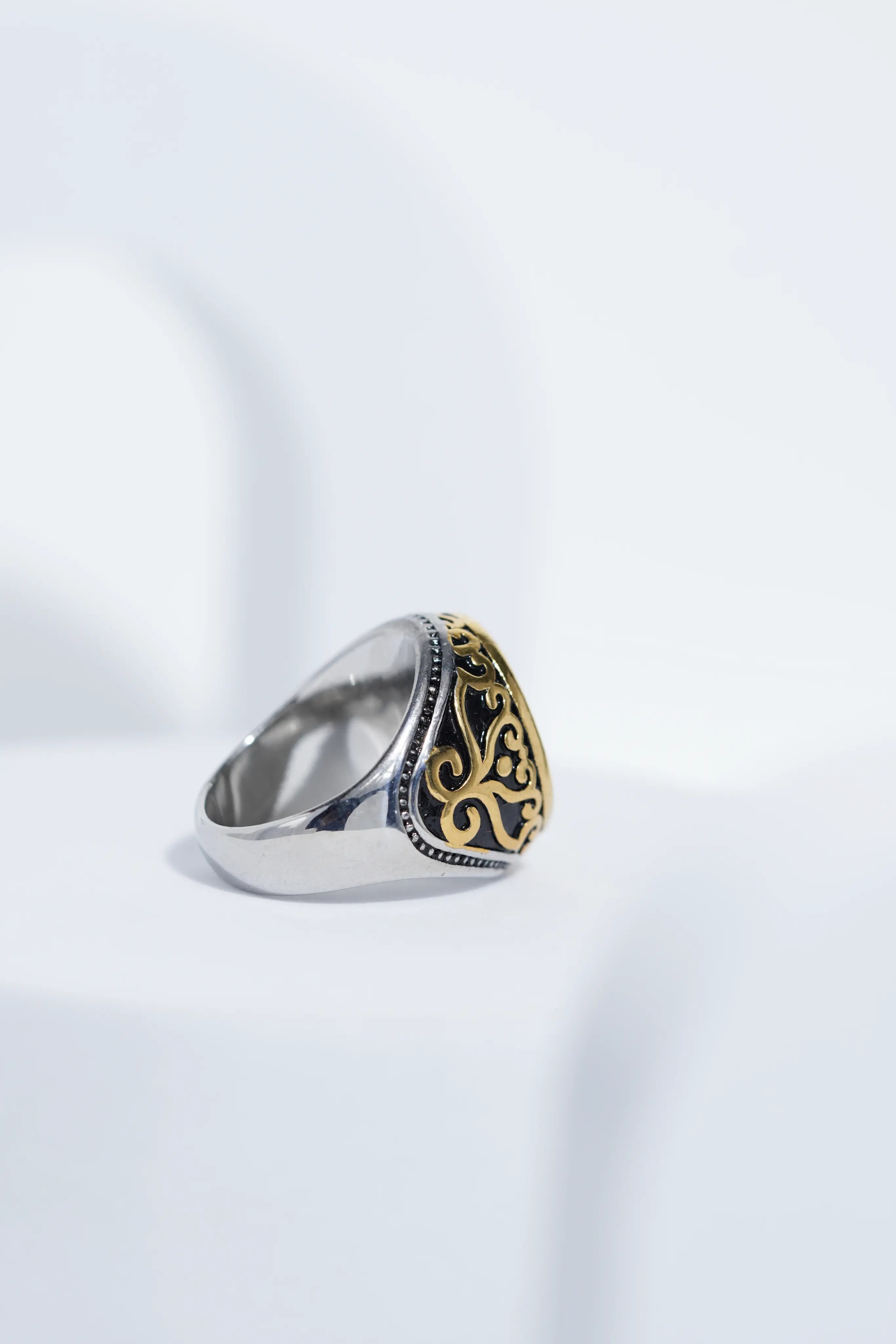 Two-Tone Oval Blue Stone Ring For Men worldjewel.in men's ring