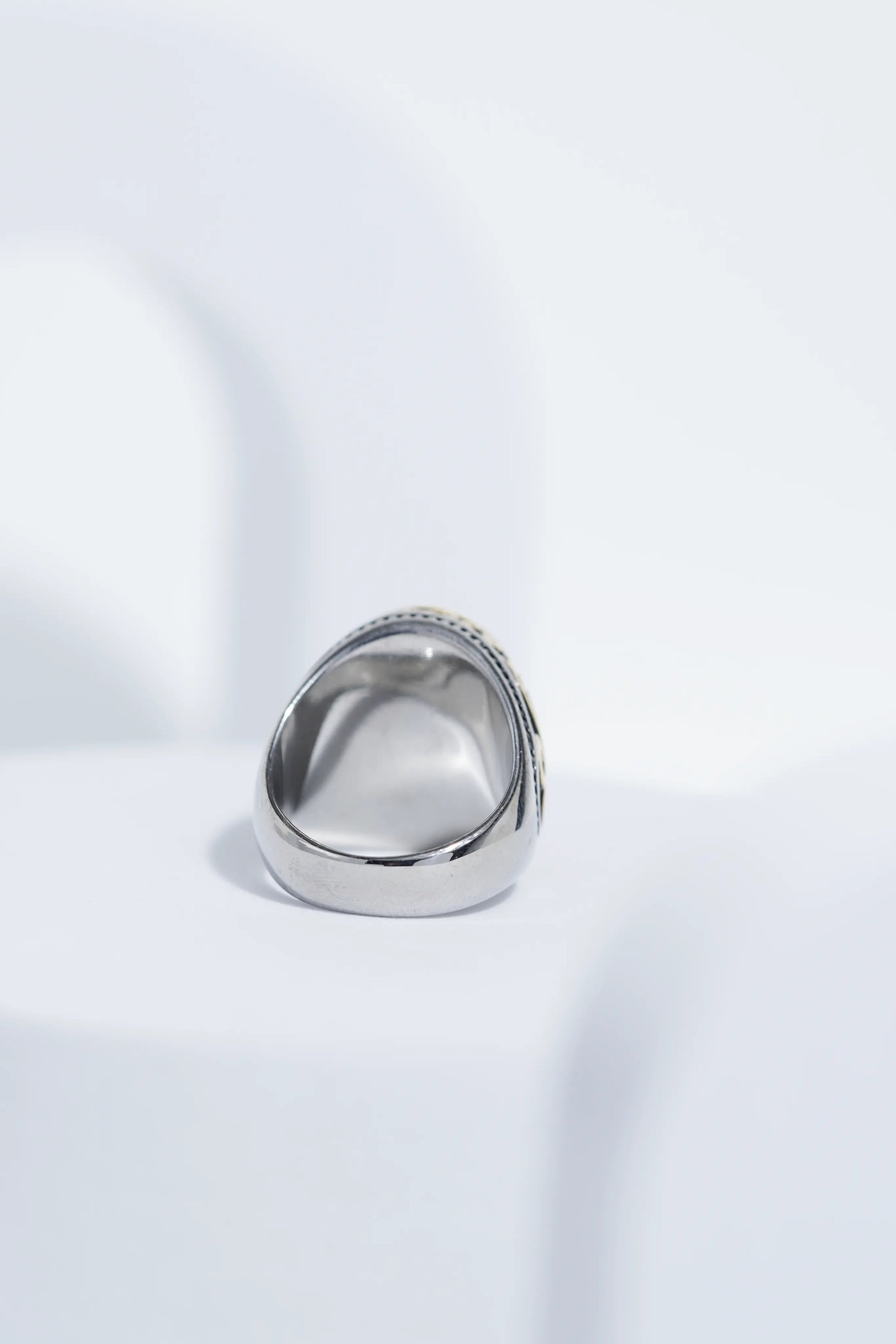 Two-Tone Oval Blue Stone Ring For Men worldjewel.in men's ring