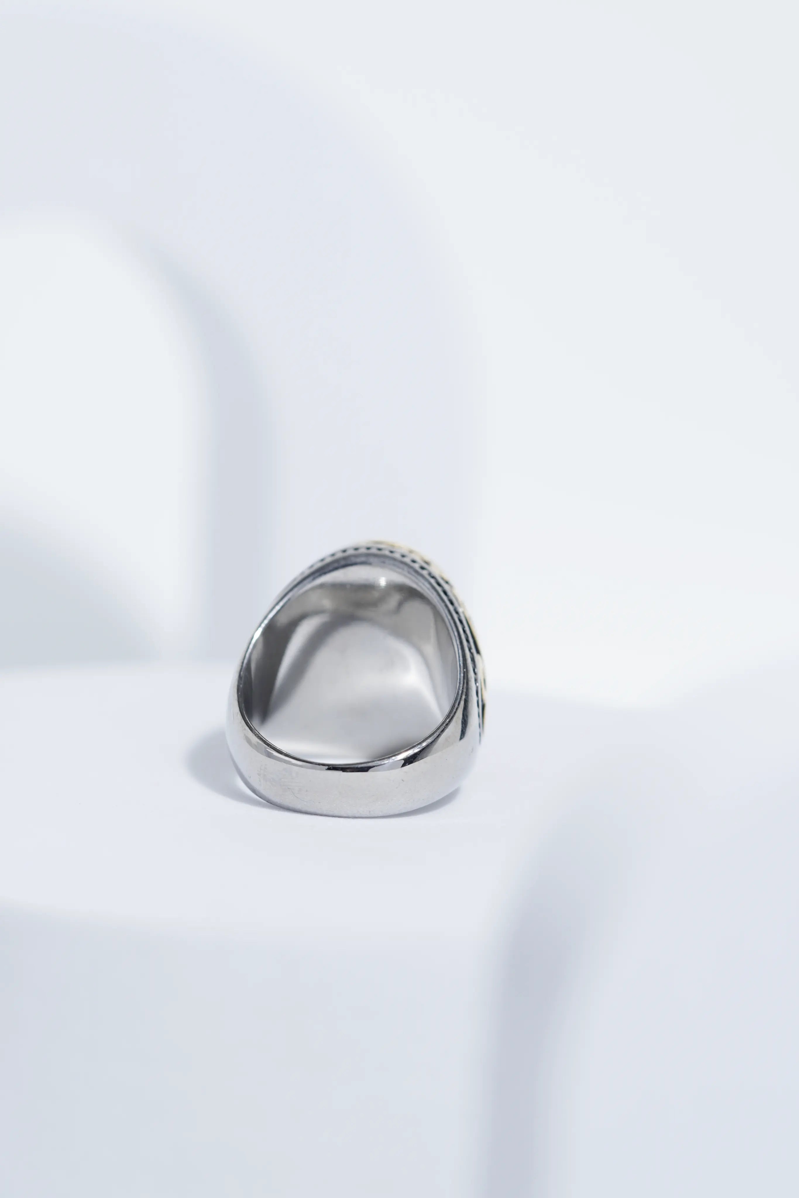 Two-Tone Oval Blue Stone Ring For Men worldjewel.in men's ring