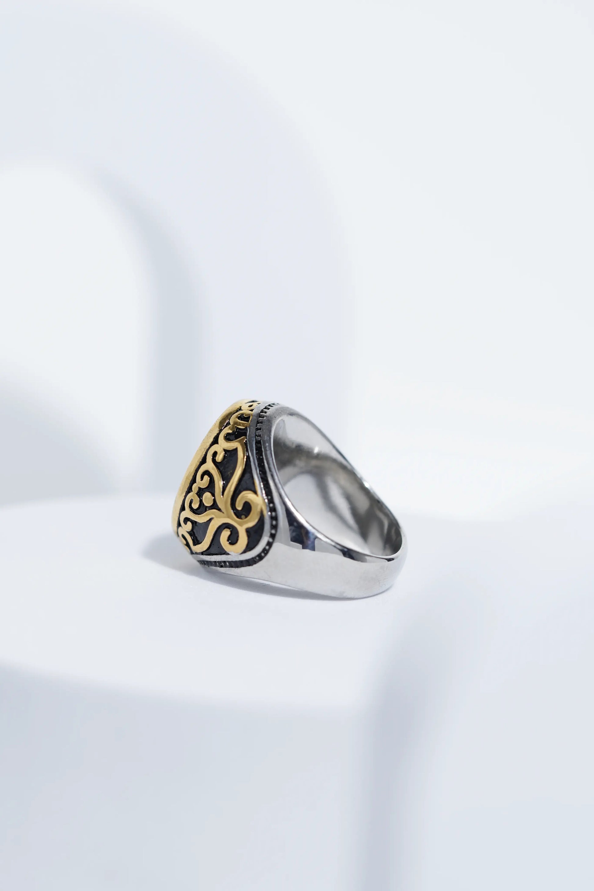 Two-Tone Oval Blue Stone Ring For Men worldjewel.in men's ring