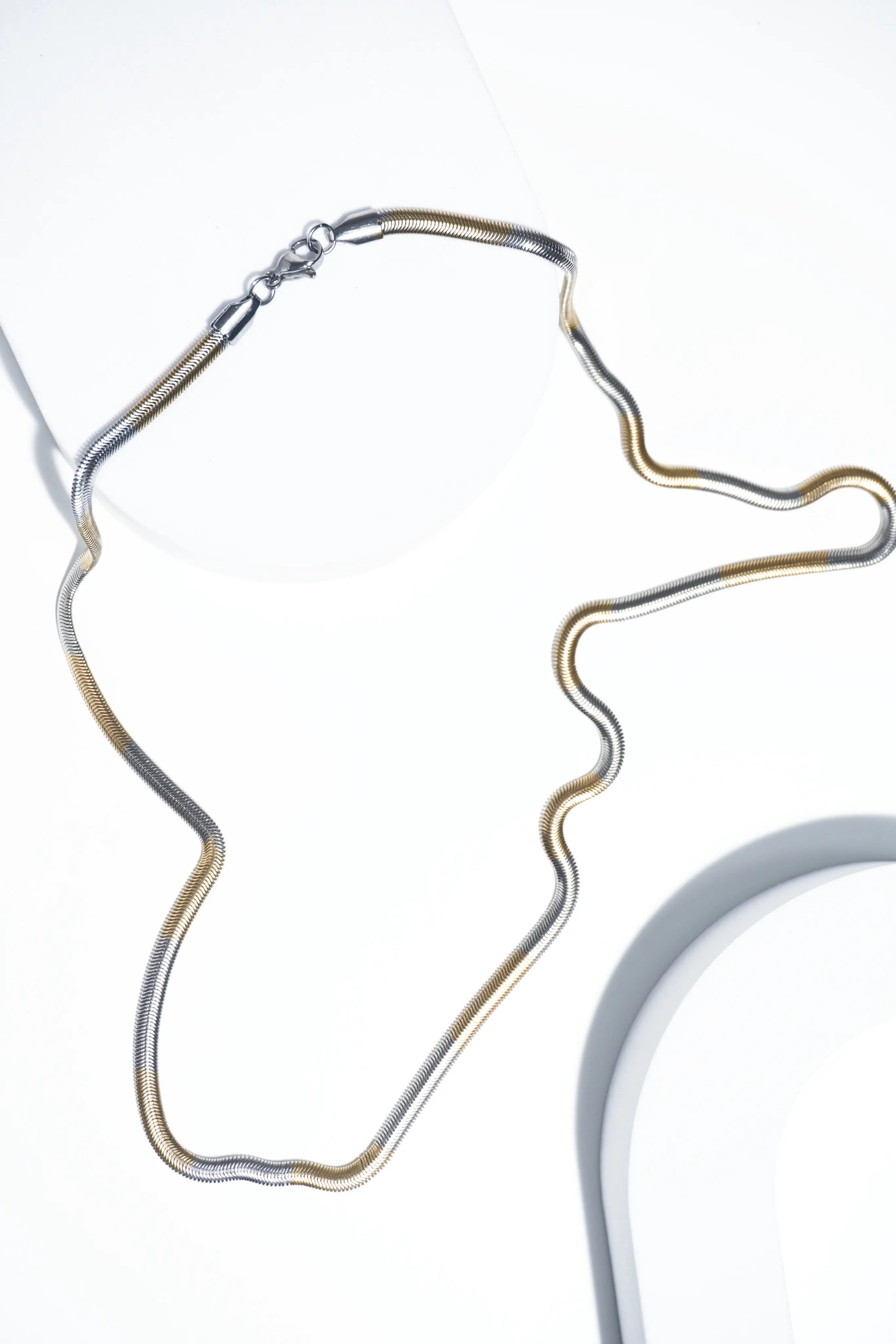 Two-tone snake chain | Stainless Steel chain for men's | 22inch | Anti-Tarnish. worldjewel.in Men's chain