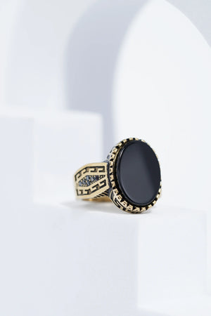 Vingate Oval Stone Golden Ring For Men worldjewel.in men's ring