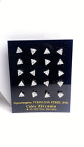 4: bold Tri Cuban Zircon Diamound Studs UNISEX Set of 20pcs. (6 MM)