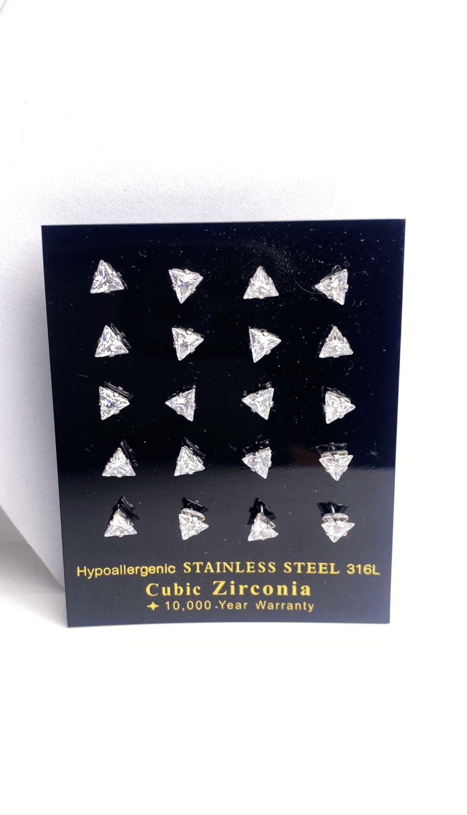 4: bold Tri Cuban Zircon Diamound Studs UNISEX Set of 20pcs. (6 MM)