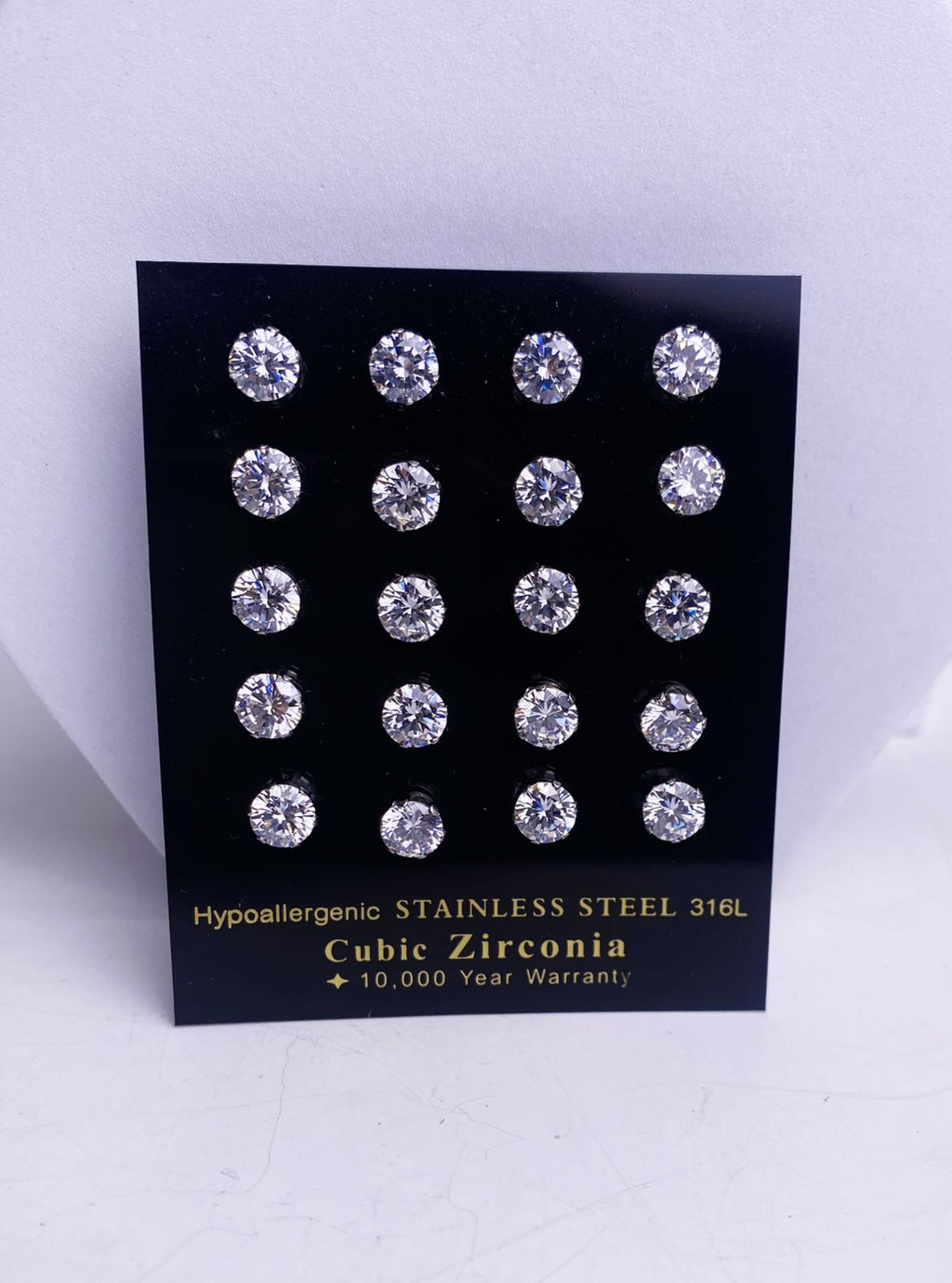 10: XL Square Cuban Zircon Diamound Studs UNISEX Set of 20pcs. (6 MM)