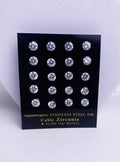 7: Mid Round Cuban Zircon Diamound Studs UNISEX Set of 20pcs. (4 MM)