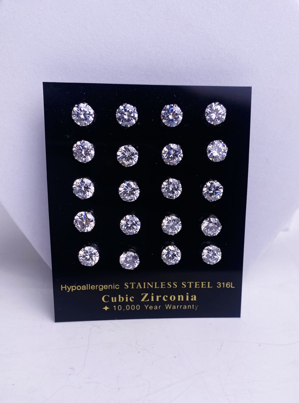 7: Mid Round Cuban Zircon Diamound Studs UNISEX Set of 20pcs. (4 MM)