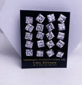 8: Bold Square Cuban Zircon Diamound Studs UNISEX Set of 20pcs. (8 MM)