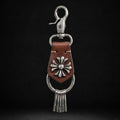 Crucifix Noir Leather Keychain ( Vintage Brown )