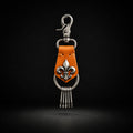 Gothic Fleur-de-lis Leather Keychain ( Burnt Orange )
