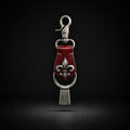 Gothic Fleur-de-lis Leather Keychain ( Vine Red )