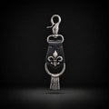 Gothic Fleur-de-lis Leather Keychain ( Black )